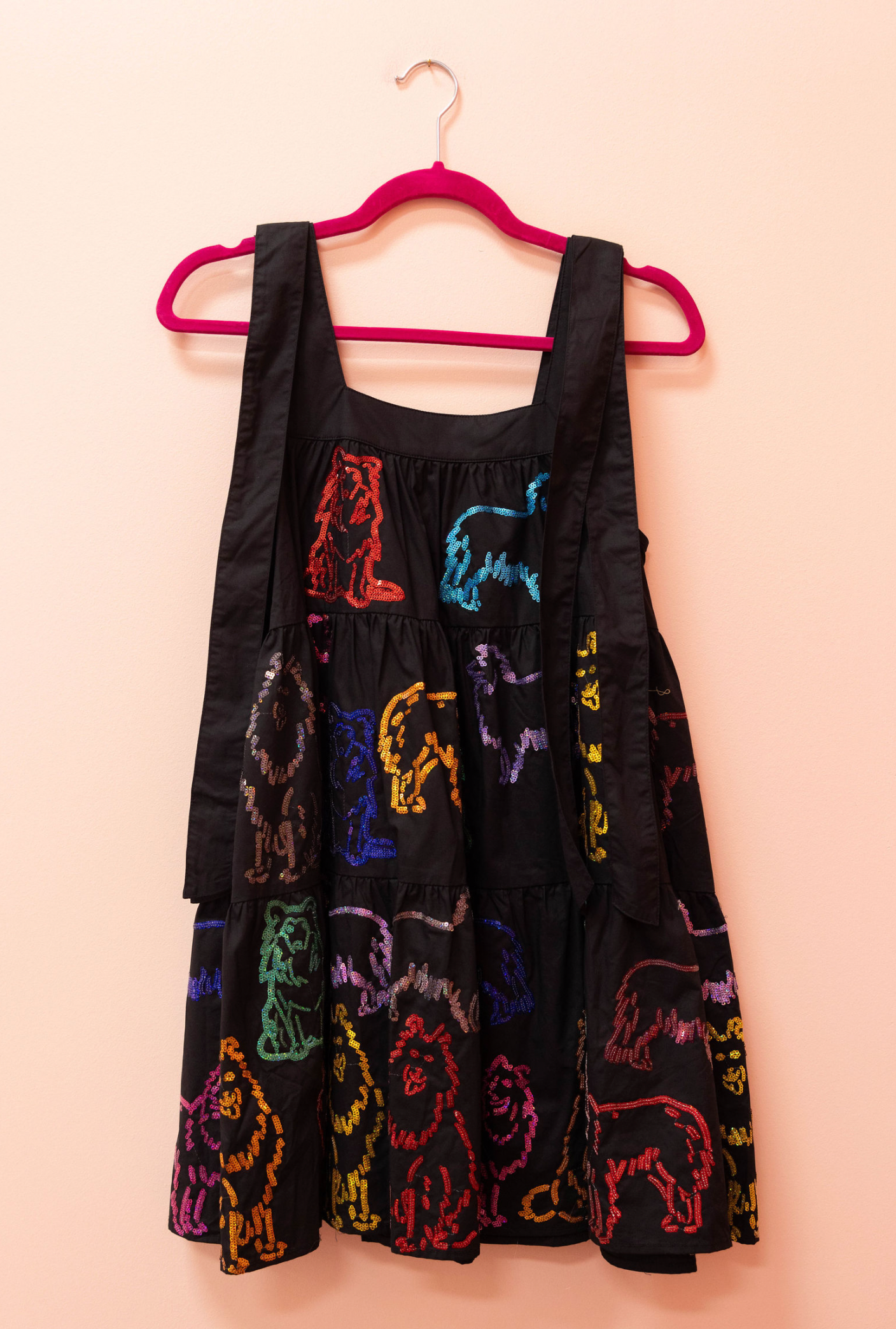 SAMPLE- BLACK & RAINBOW COLLIE DOG COTTON DRESS