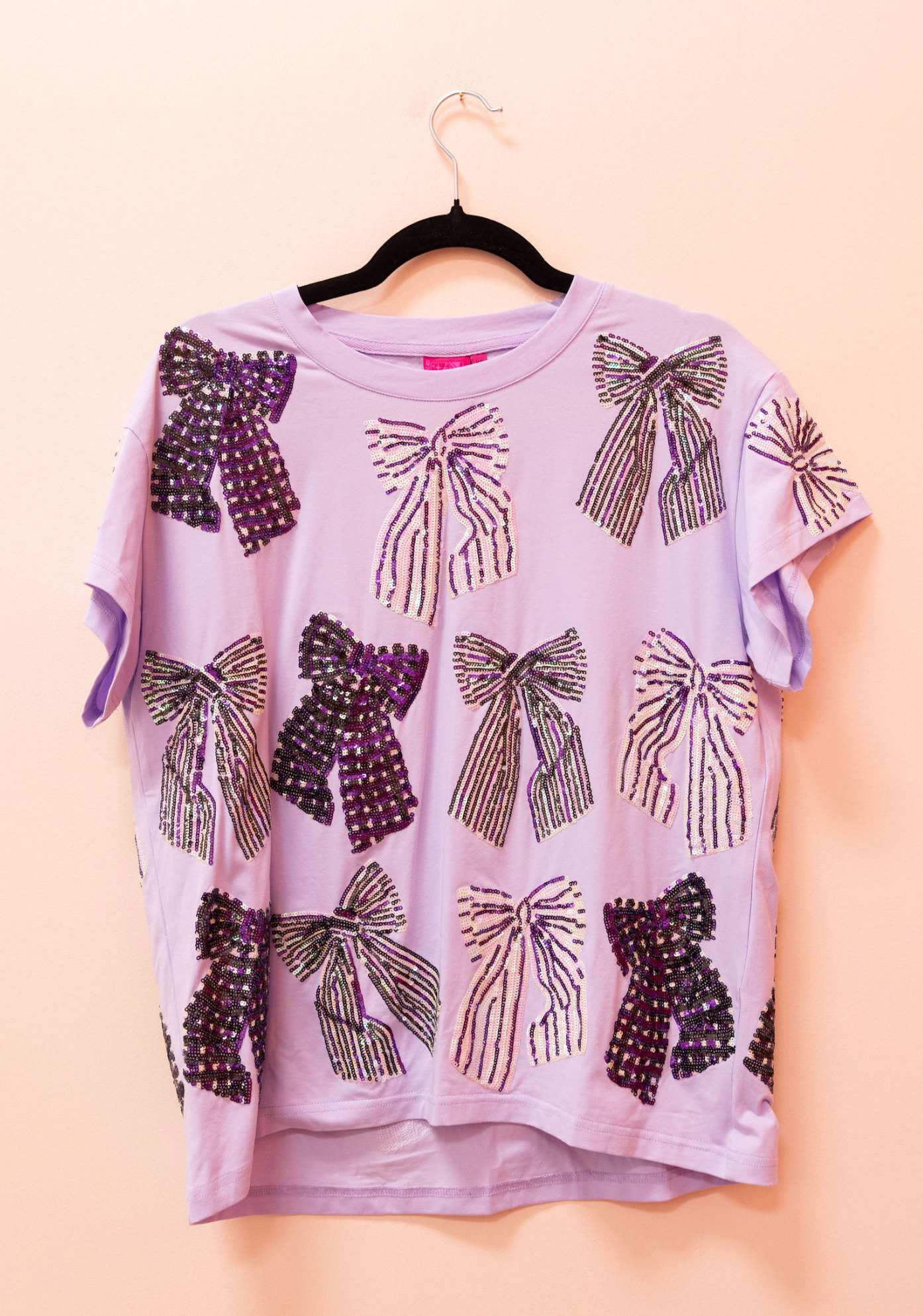 SAMPLE- LAVENDER & PURRPLE STRIPED BOW TEE