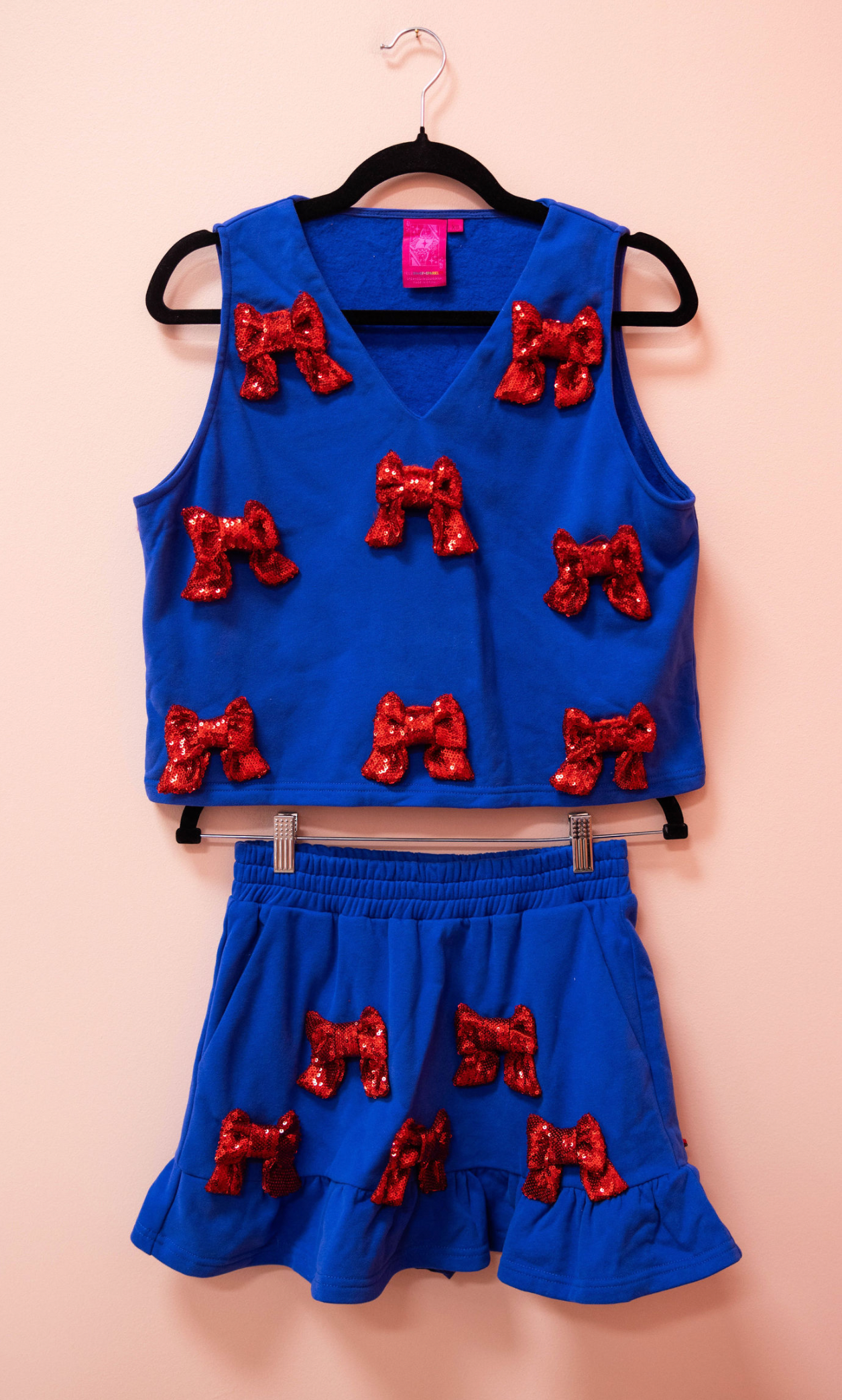 SAMPLE- ROYAL & RED BOW SWEATSHIRT TANK