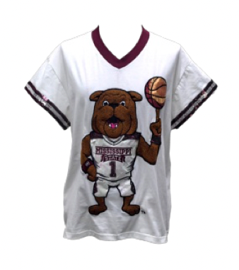 LICENSED SAMPLE- LICENSED-WHITE & MAROON MS STATE BULLDOG JERSEY TEE