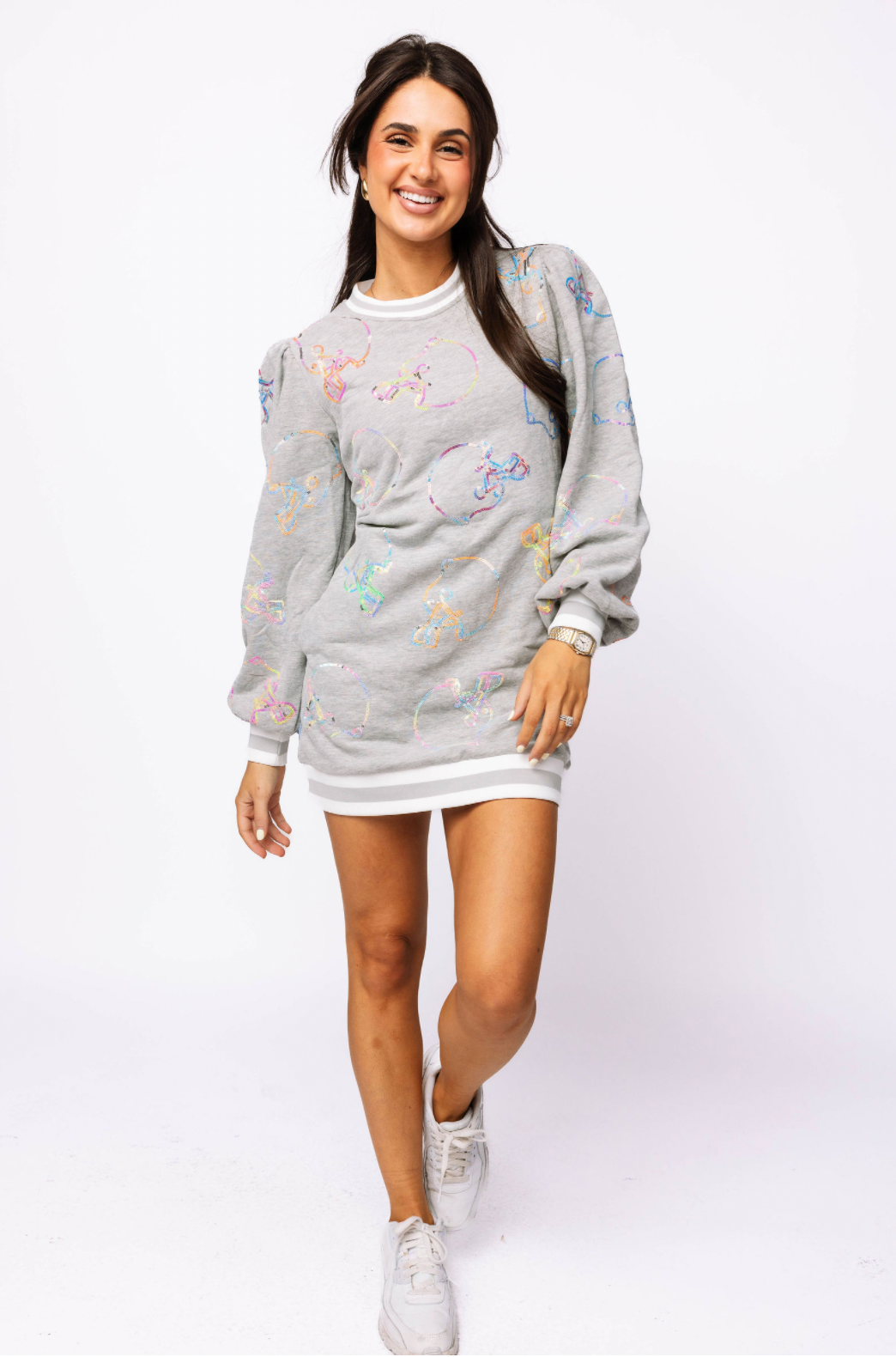 SAMPLE - Grey Multi Helmet Sweatshirt Dress
