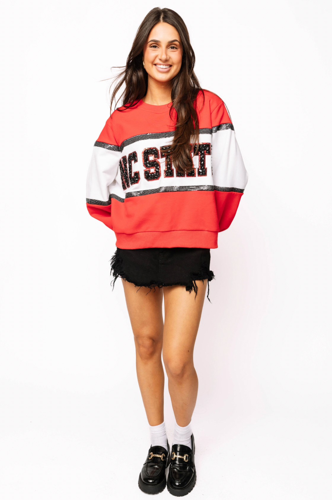 Licensed Sample - 'NC STATE' Colorblock Jewel Letter Sweatshirt