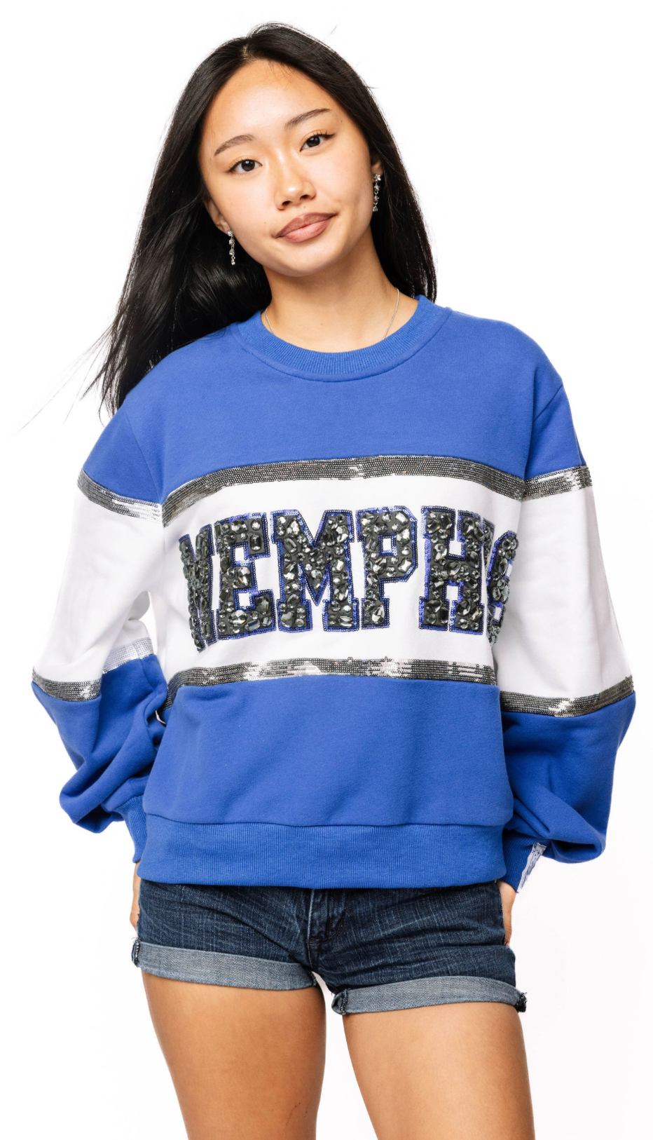 Licensed Sample - 'MEMPHIS' Colorblock Jewel Letter Sweatshirt