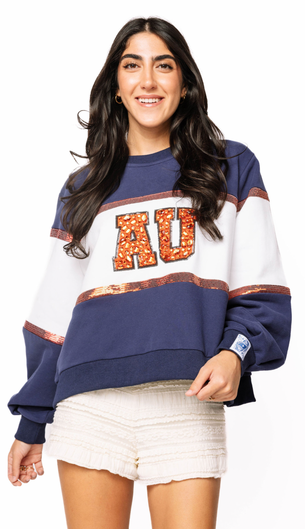 Licensed Sample - 'AU' Colorblock Jewel Letter Sweatshirt