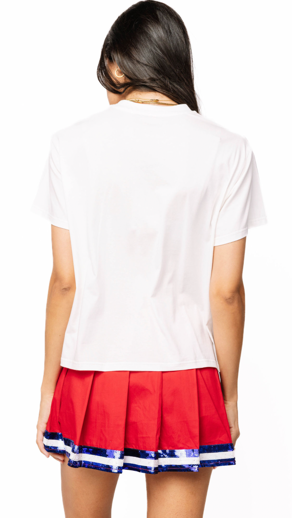SAMPLE - Red with Royal and White Stripe Pleat Skort