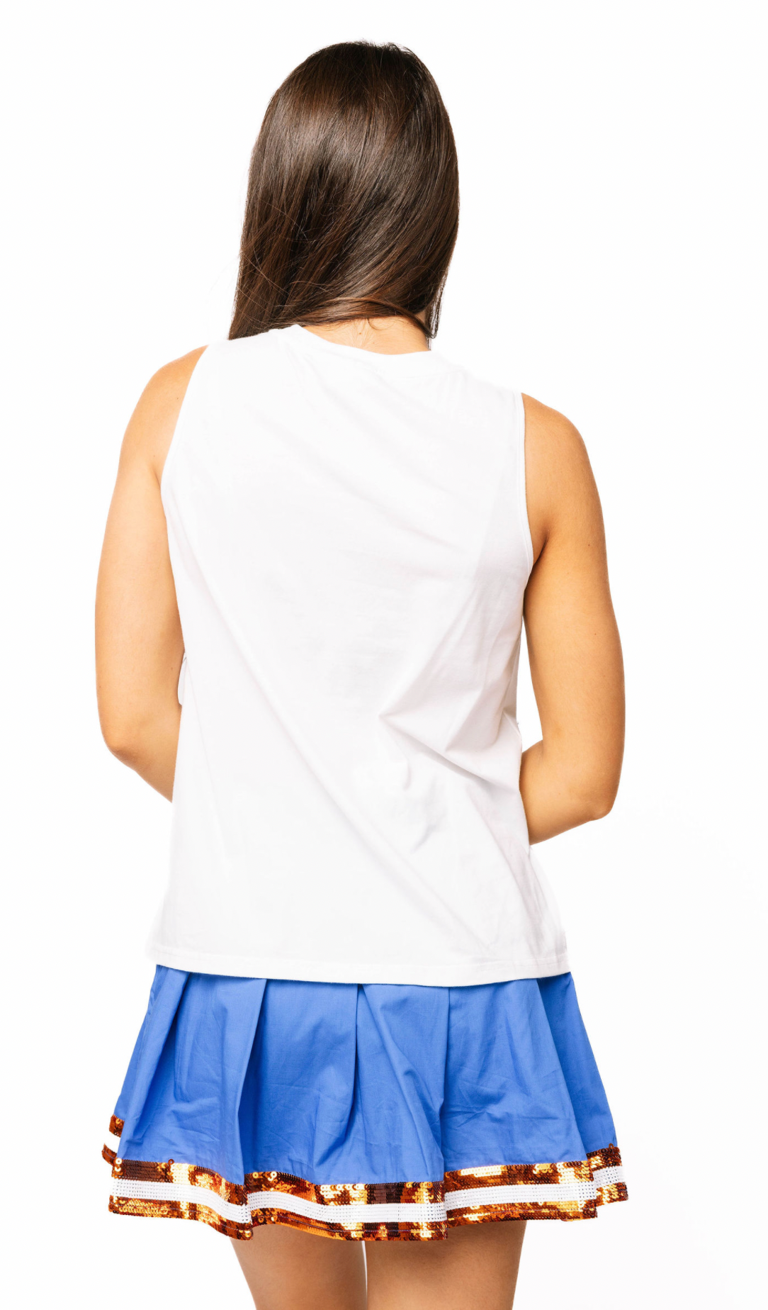 SAMPLE - Royal with Orange and White Stripe Pleat Skort