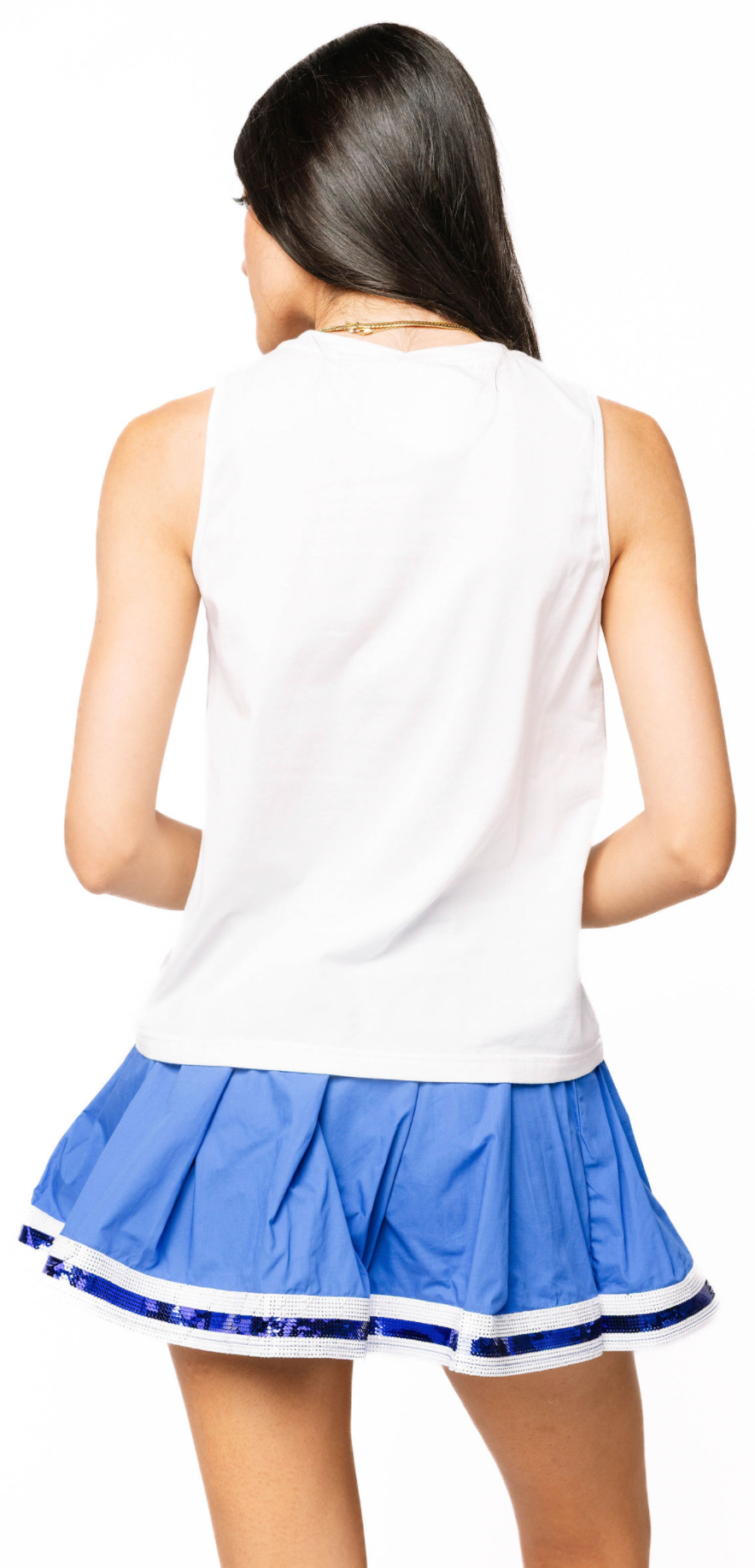 SAMPLE - Royal with Royal and White Stripe Pleat Skort