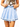SAMPLE - Powder Blue with Powder and White Stripe Pleat Skort