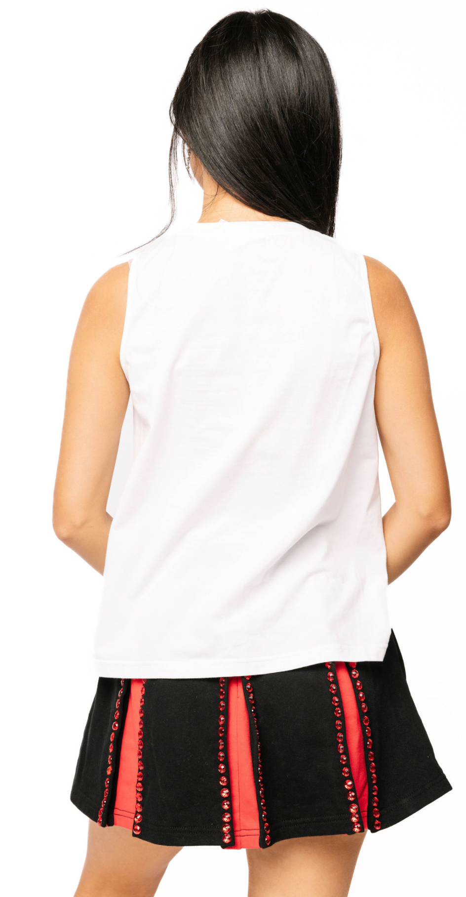 SAMPLE - Black & Red Jeweled Pleat Skirt