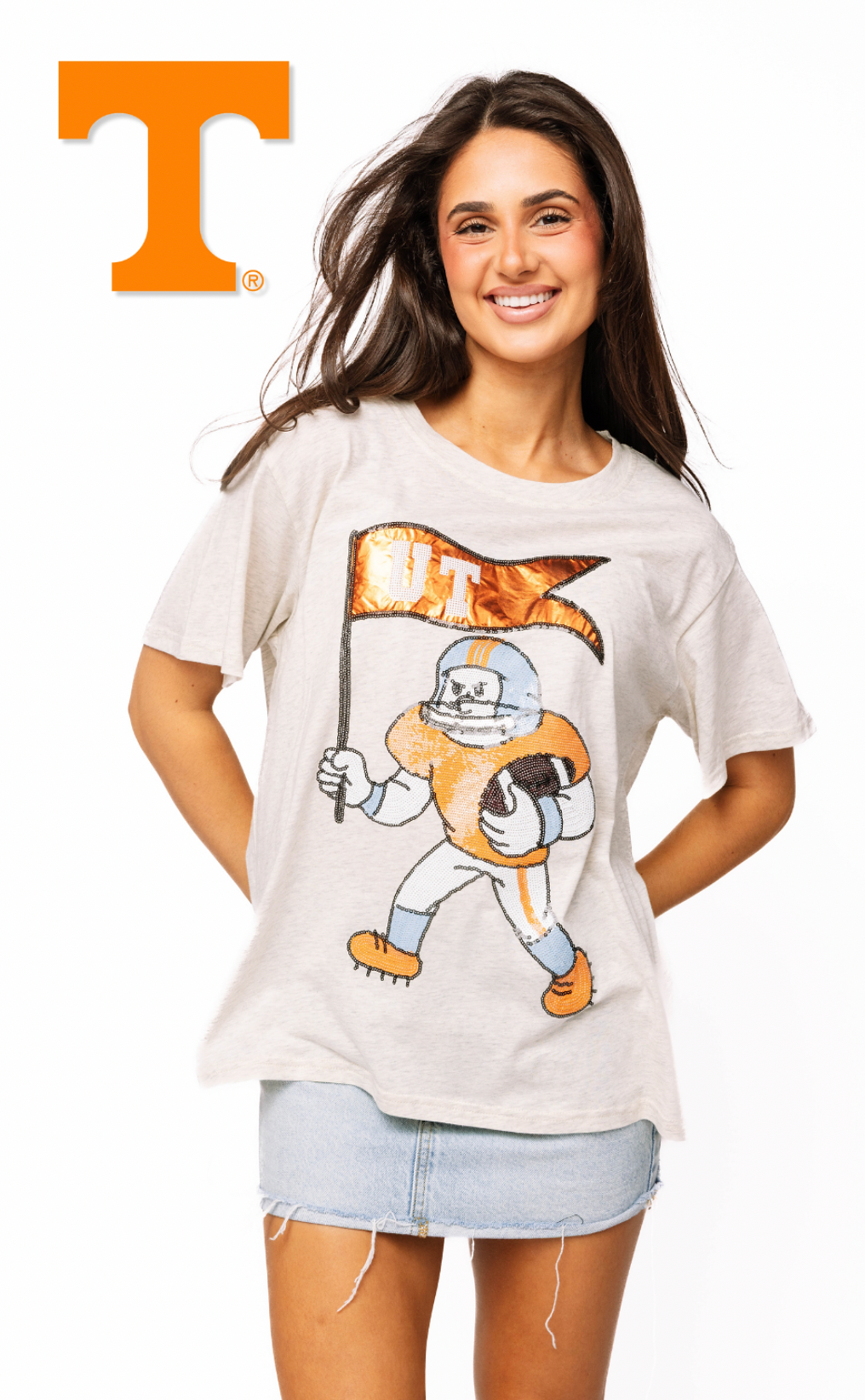 Licensed Sample - Tennessee Football Player With Flag Tee