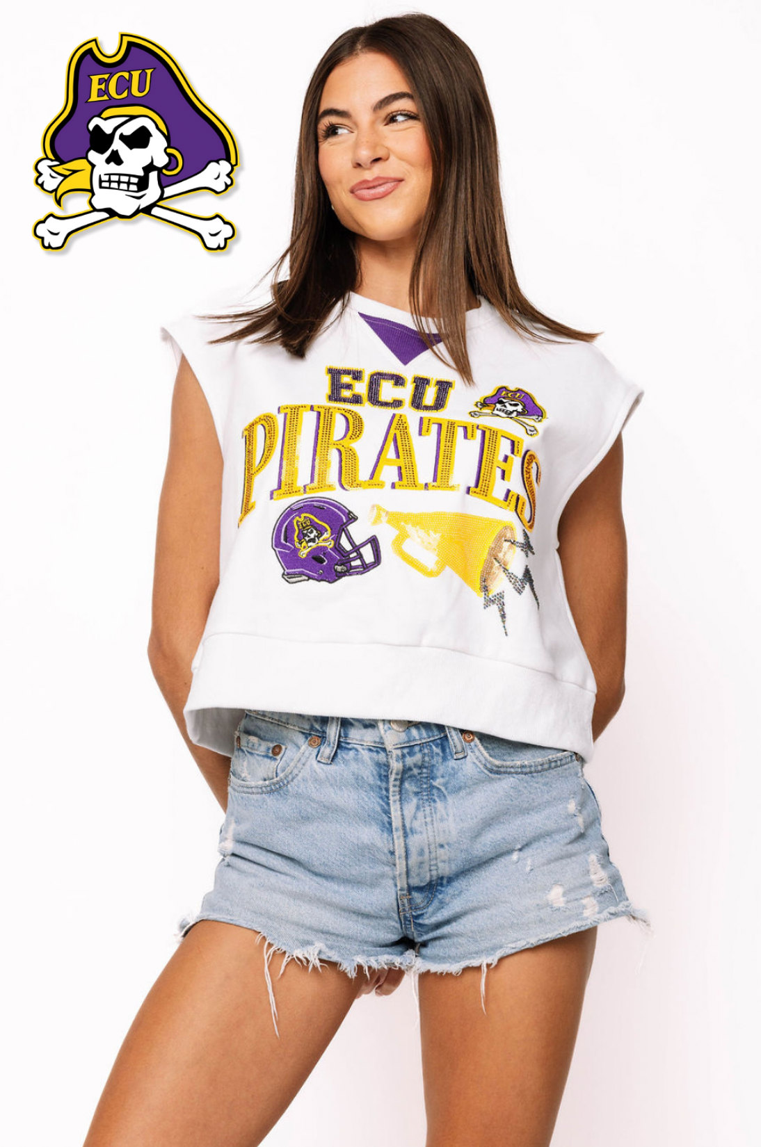 Licensed Sample - ECU Megaphone and Icons V Sweatshirt Tank