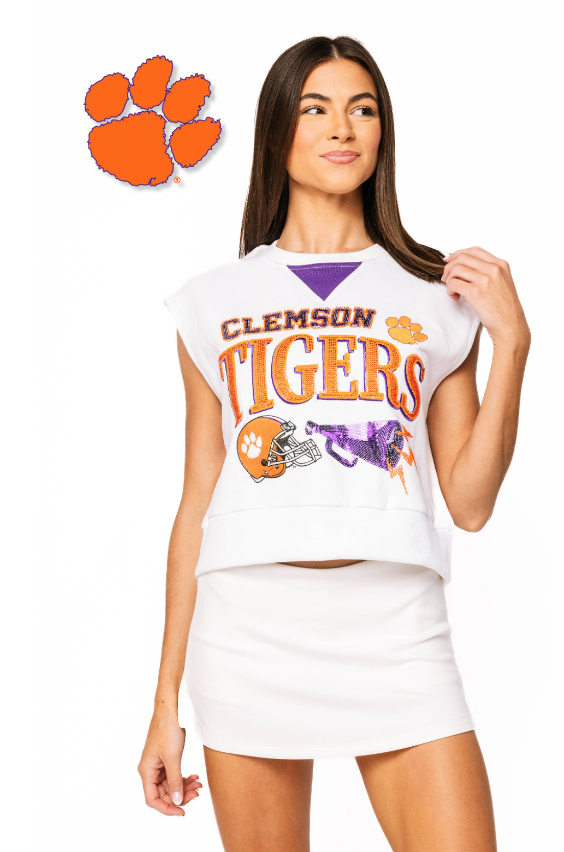 Licensed Sample - Clemson Megaphone and Icons V Sweatshirt Tank