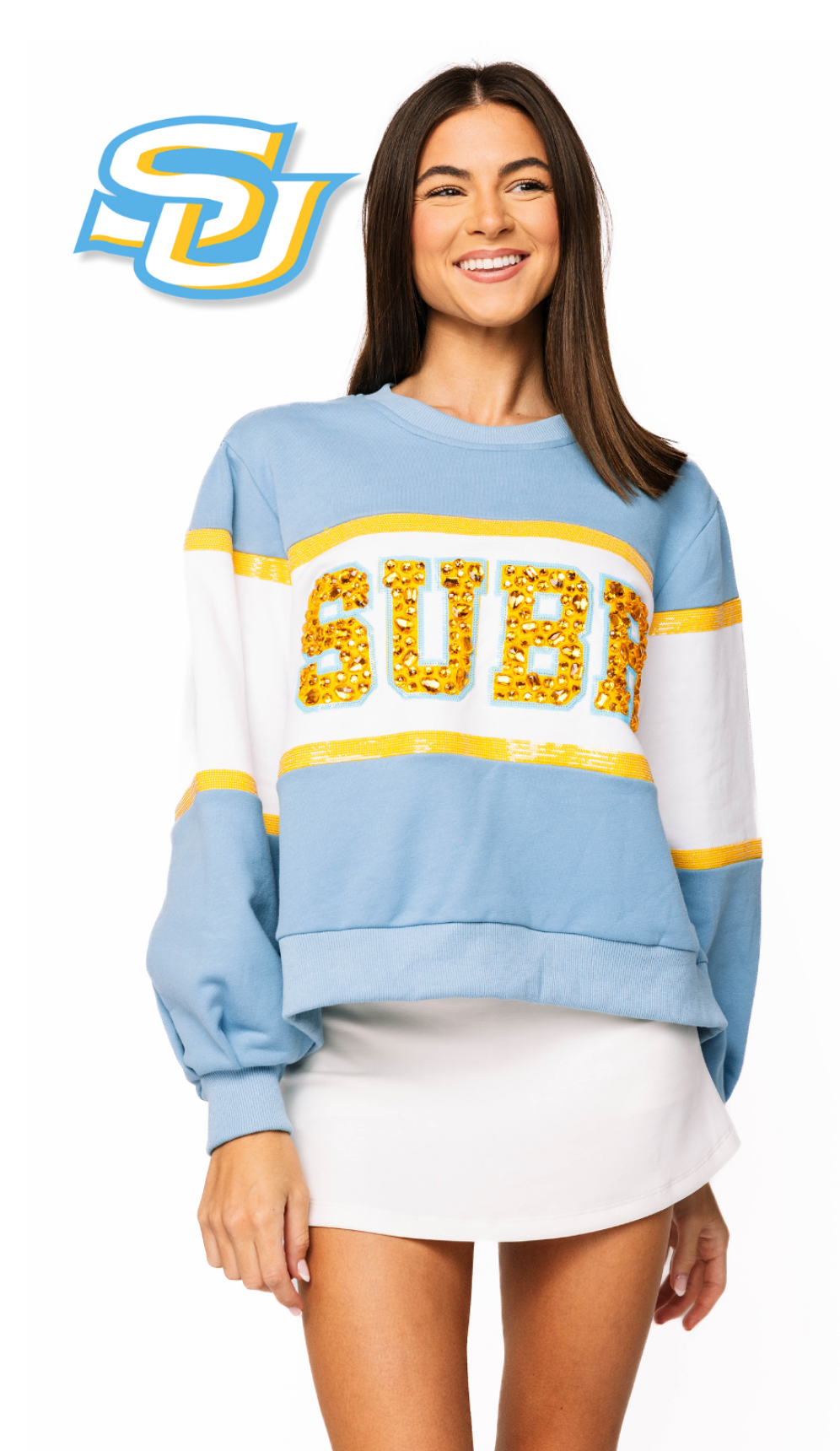 Licensed Sample - 'SUBR' Colorblock Jewel Letter Sweatshirt