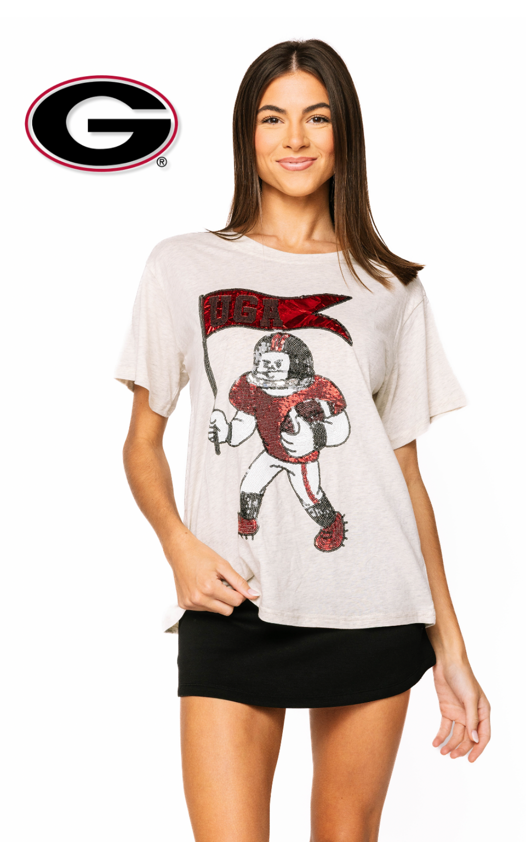 Licensed Sample - UGA Football Player With Flag Tee