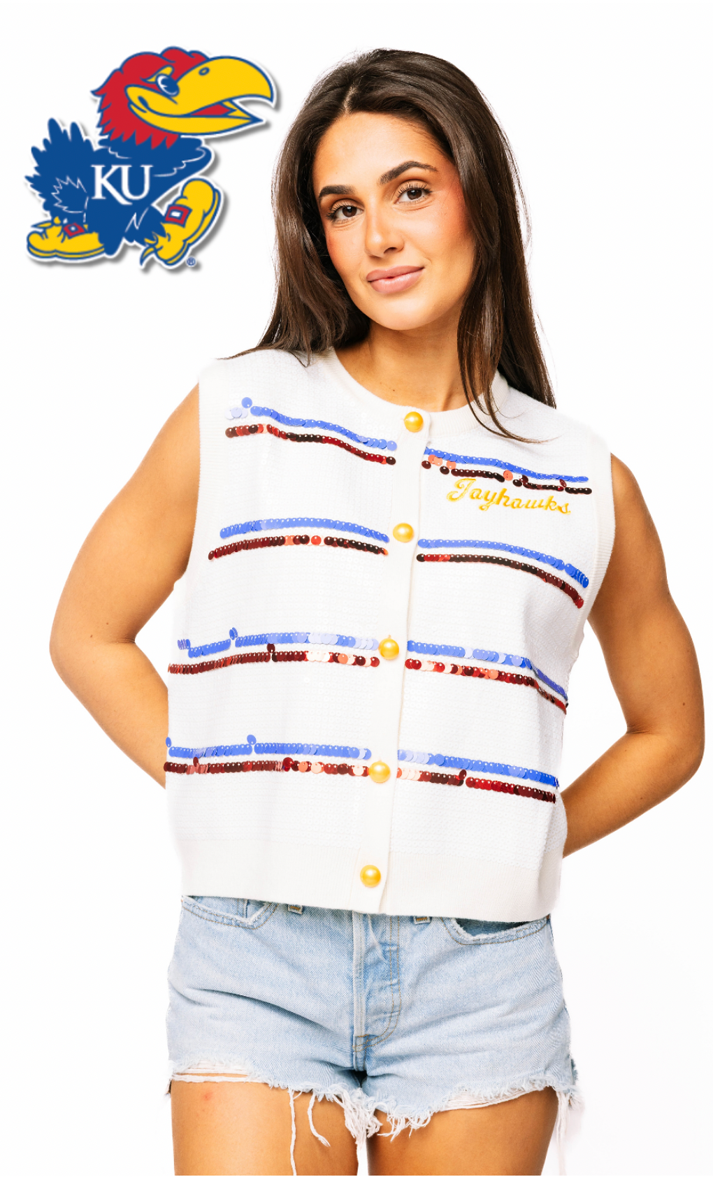 Licensed Sample - Kansas Full Sequin Skinny Stripe Vest