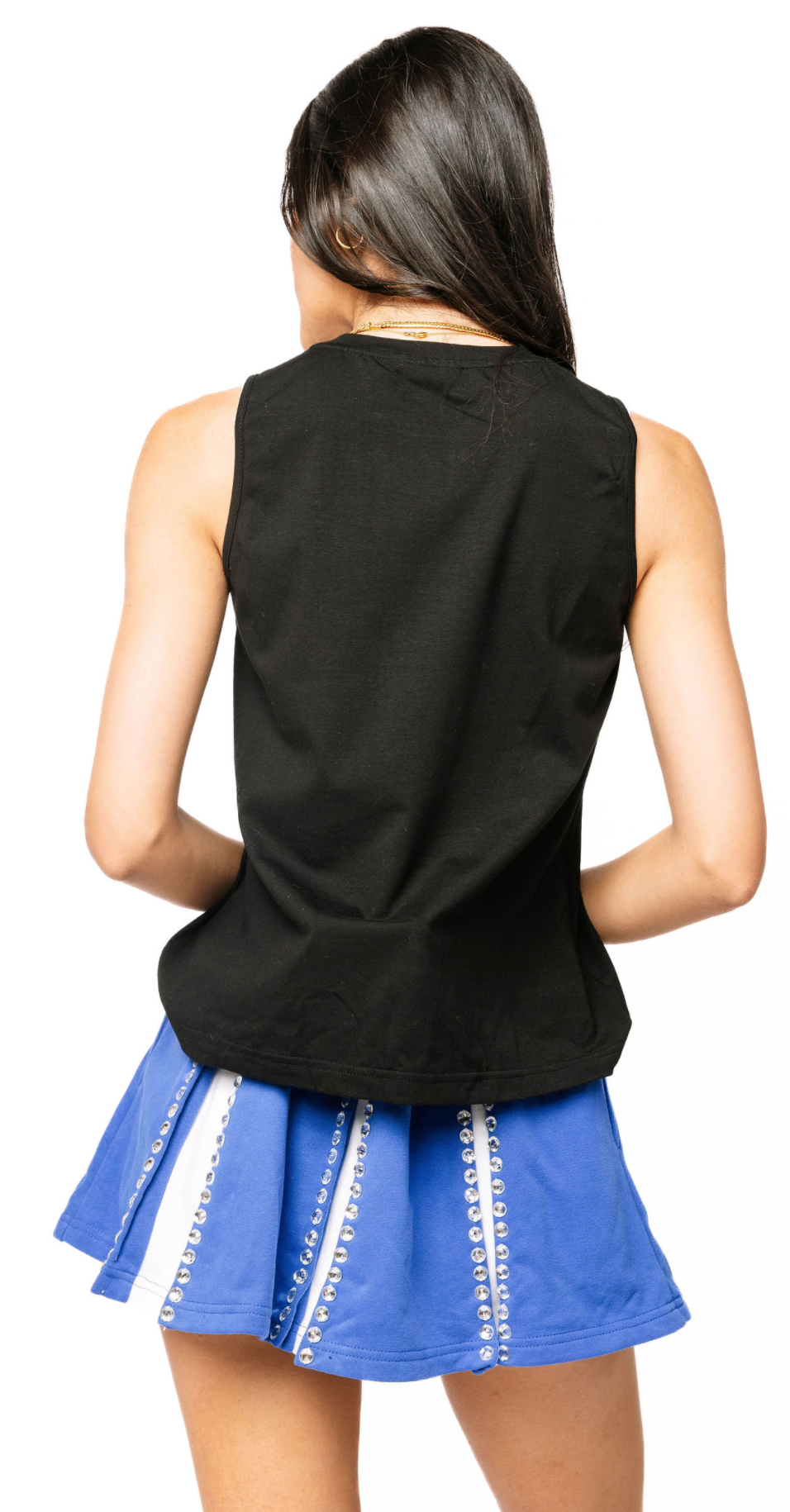 SAMPLE - Royal & White Jeweled Pleat Skirt