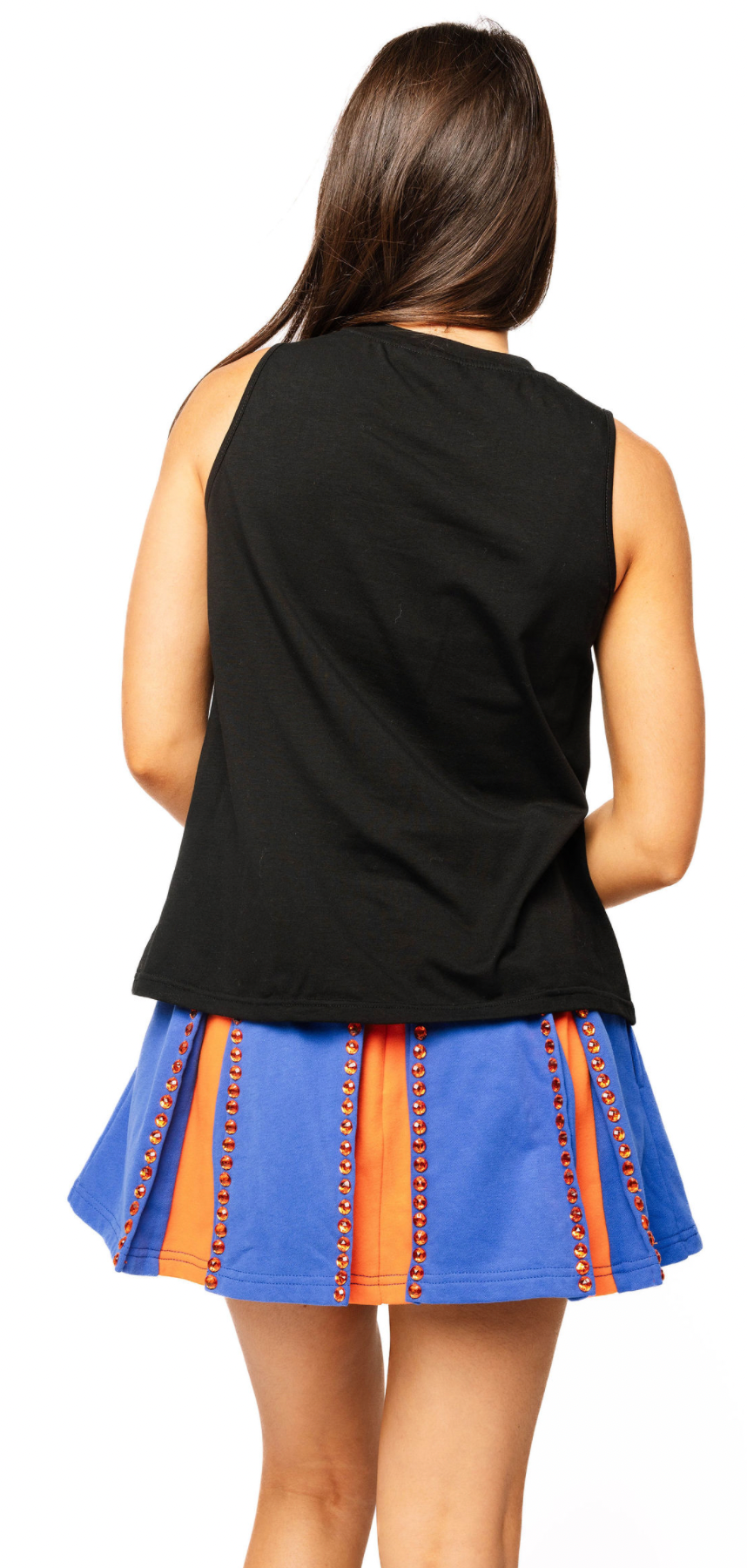 SAMPLE - Royal & Orange Jeweled Pleat Skirt