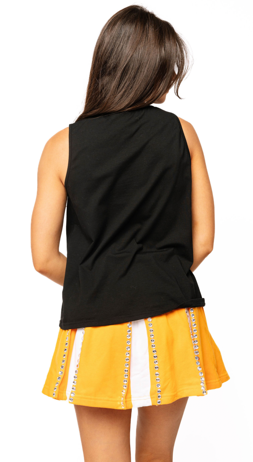 SAMPLE - Bright Orange and White Jeweled Pleat Skirt