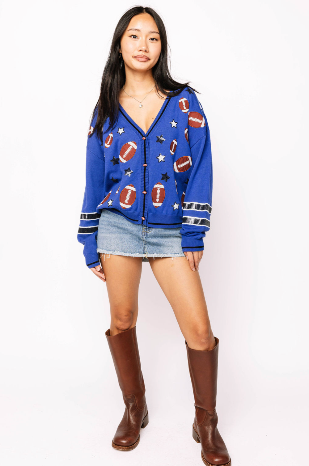 SAMPLE -  Royal Footballs & Stars Knit Cardigan
