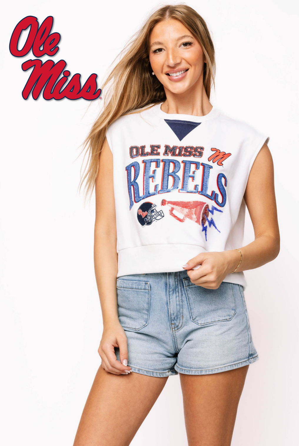 Licensed Sample - Ole Miss Megaphone and Icons V Sweatshirt Tank