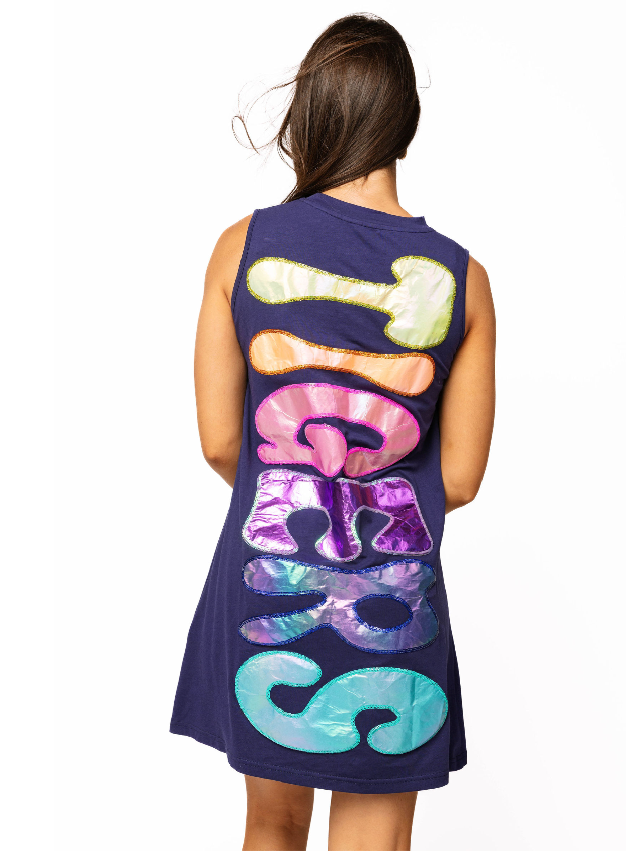 SAMPLE - Navy Iridescent 'Tigers' Tank Dress