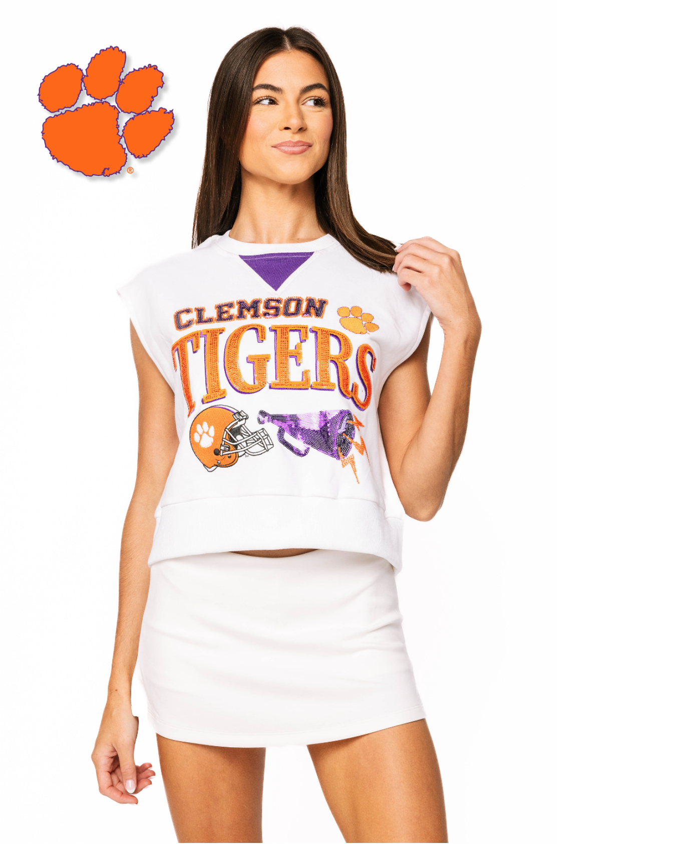 Licensed Sample - Clemson Megaphone and Icons V Sweatshirt Tank