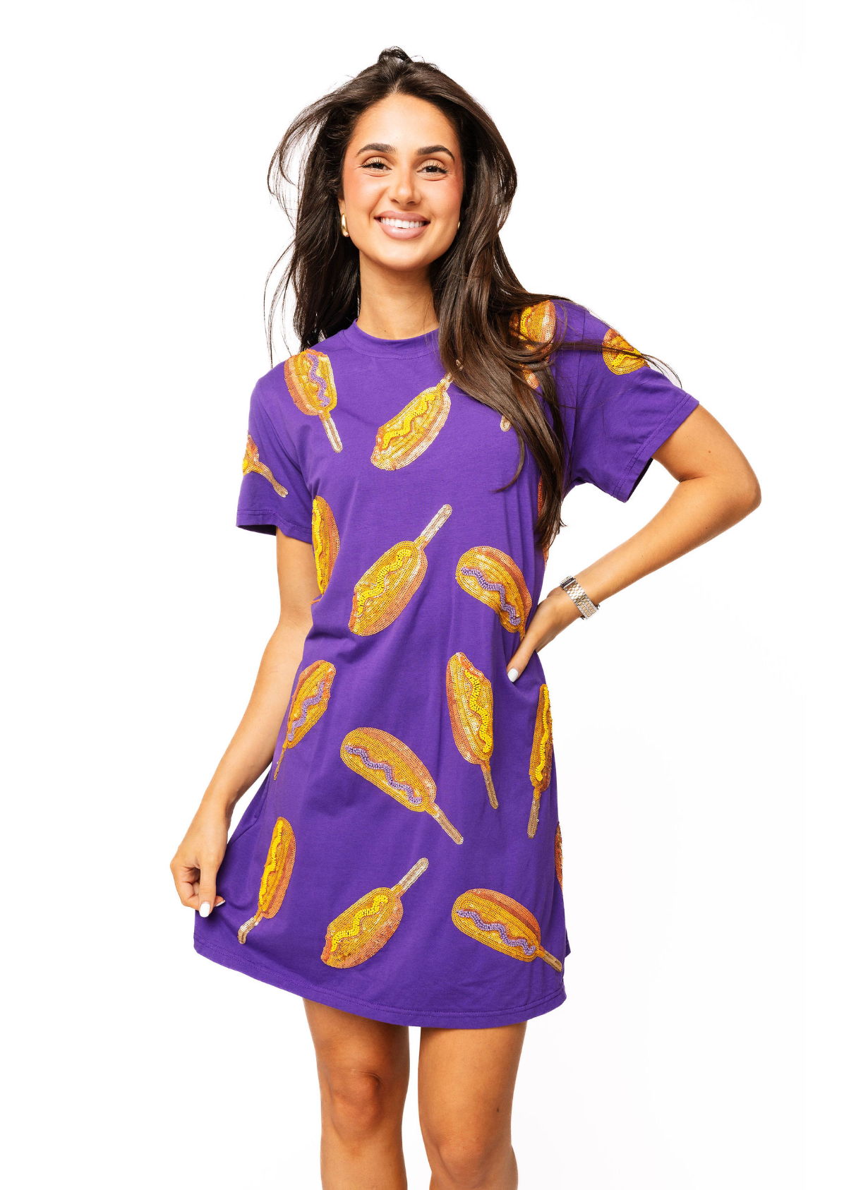 SAMPLE - Purple Scatter Corndog Tee Dress