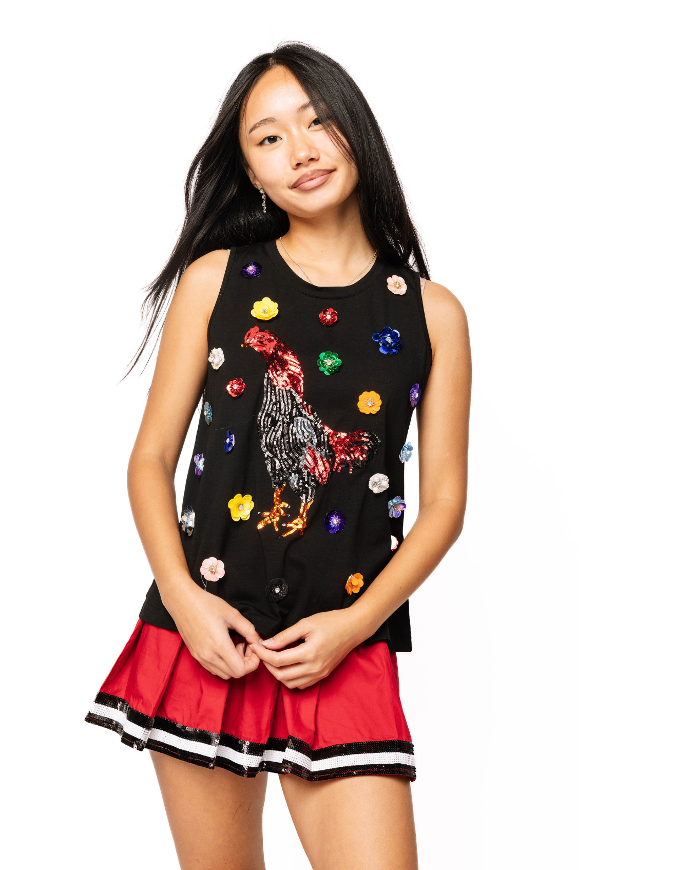SAMPLE - Black Flower Chicken Tank