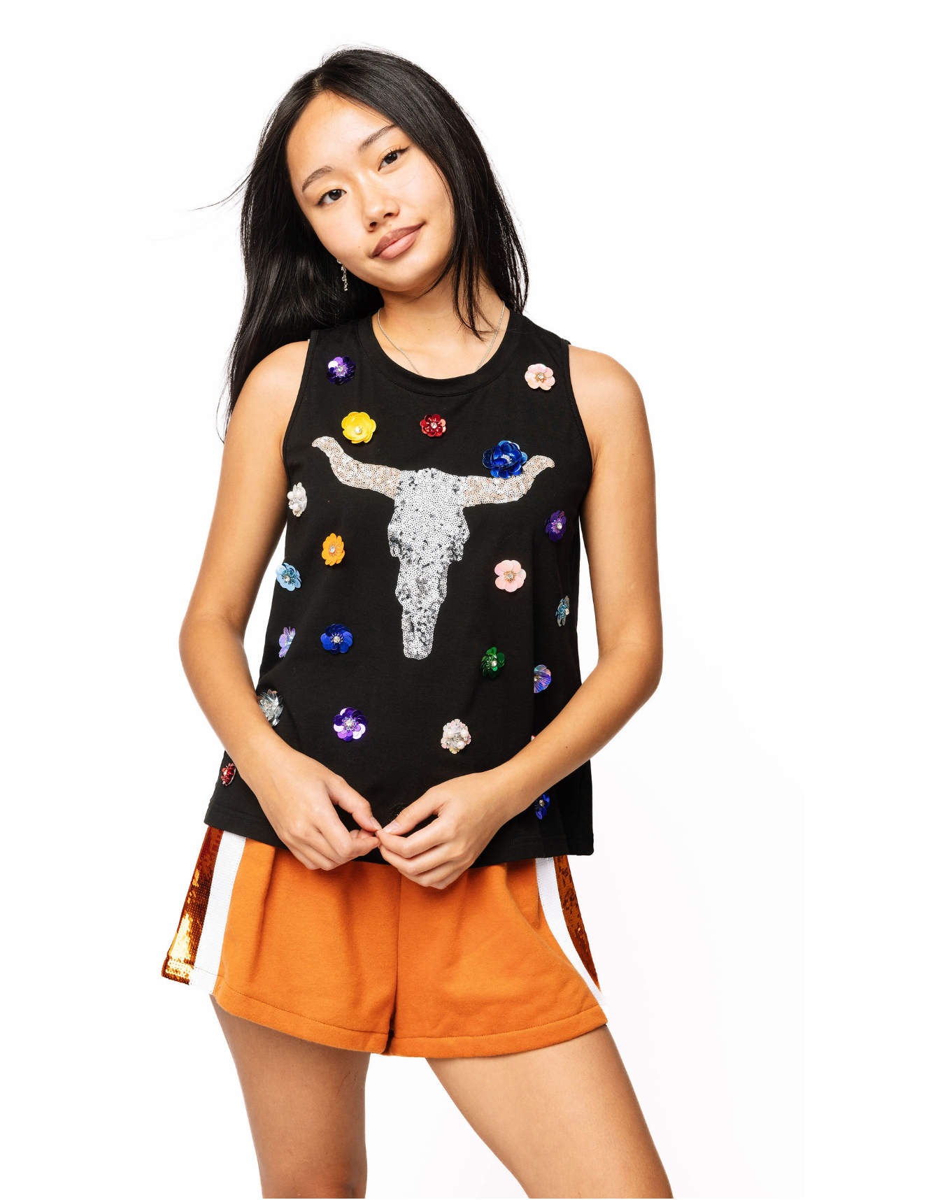 SAMPLE - Black Flower Longhorn Tank