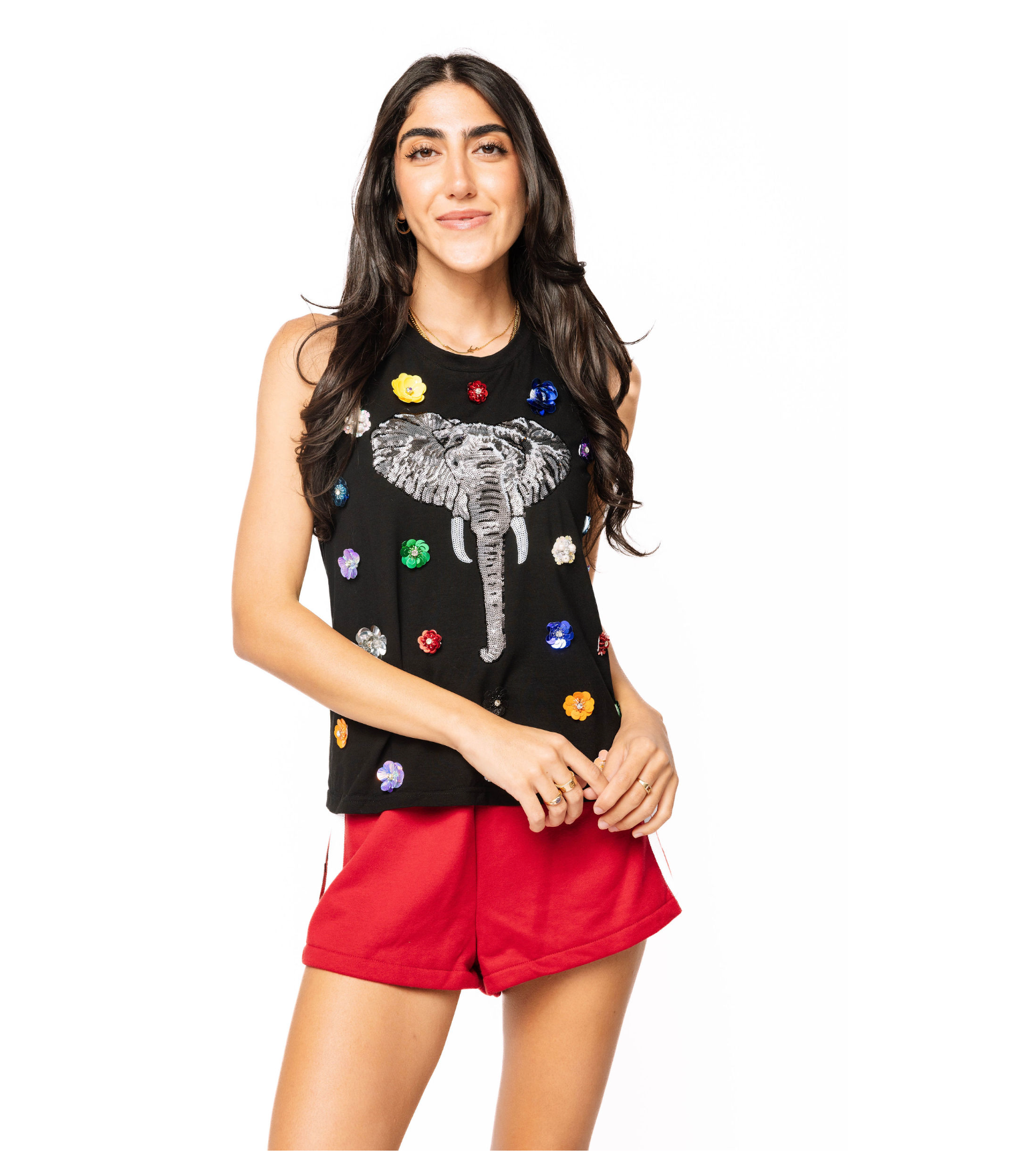 SAMPLE - Black Flower Elephant Tank