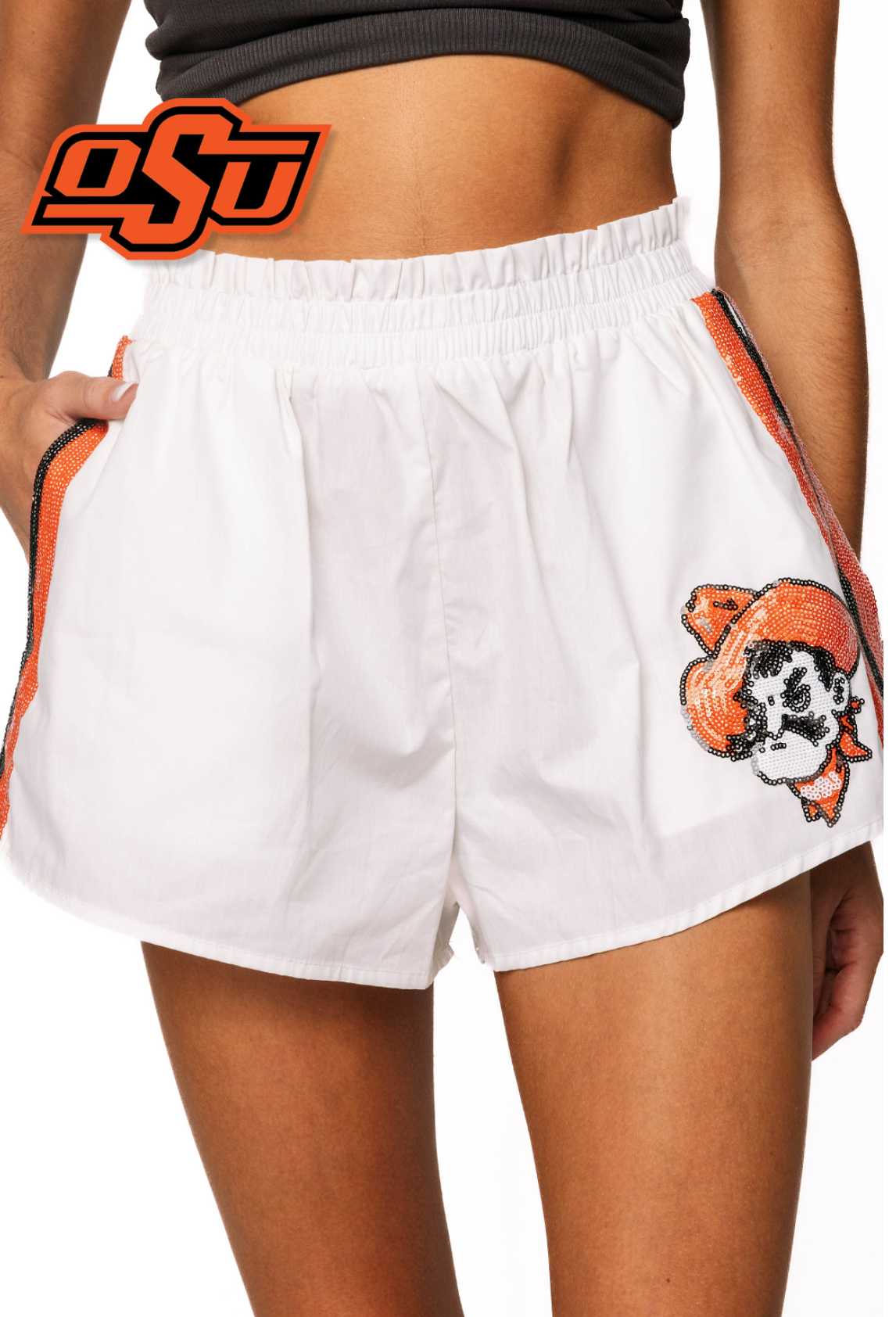 Licensed Sample - OK State Cotton Striped Jersey Shorts