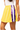 SAMPLE - Yellow Sweatshirt Skort with White and Purple Sequin Side Stripe
