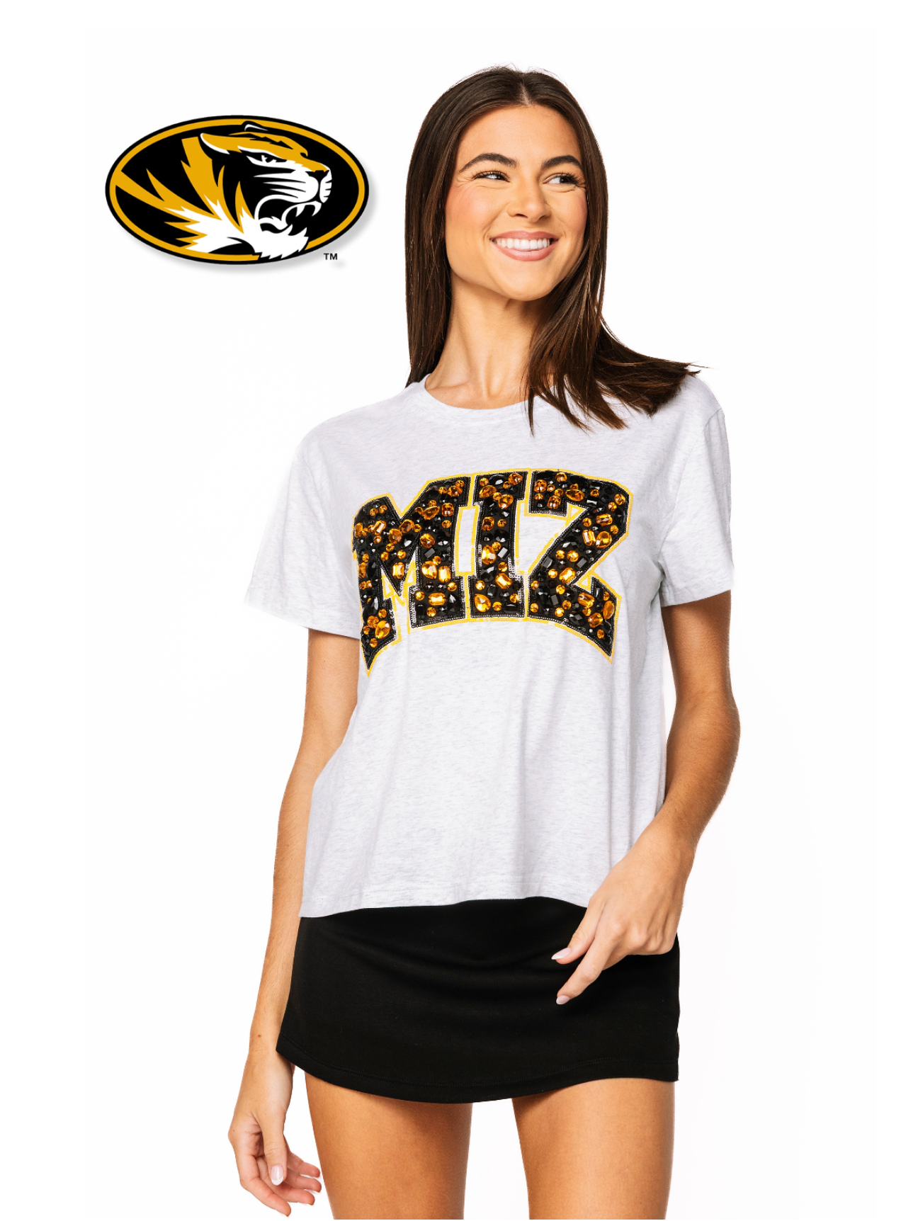 Licensed Sample - Mizzou Jeweled Letter Tee