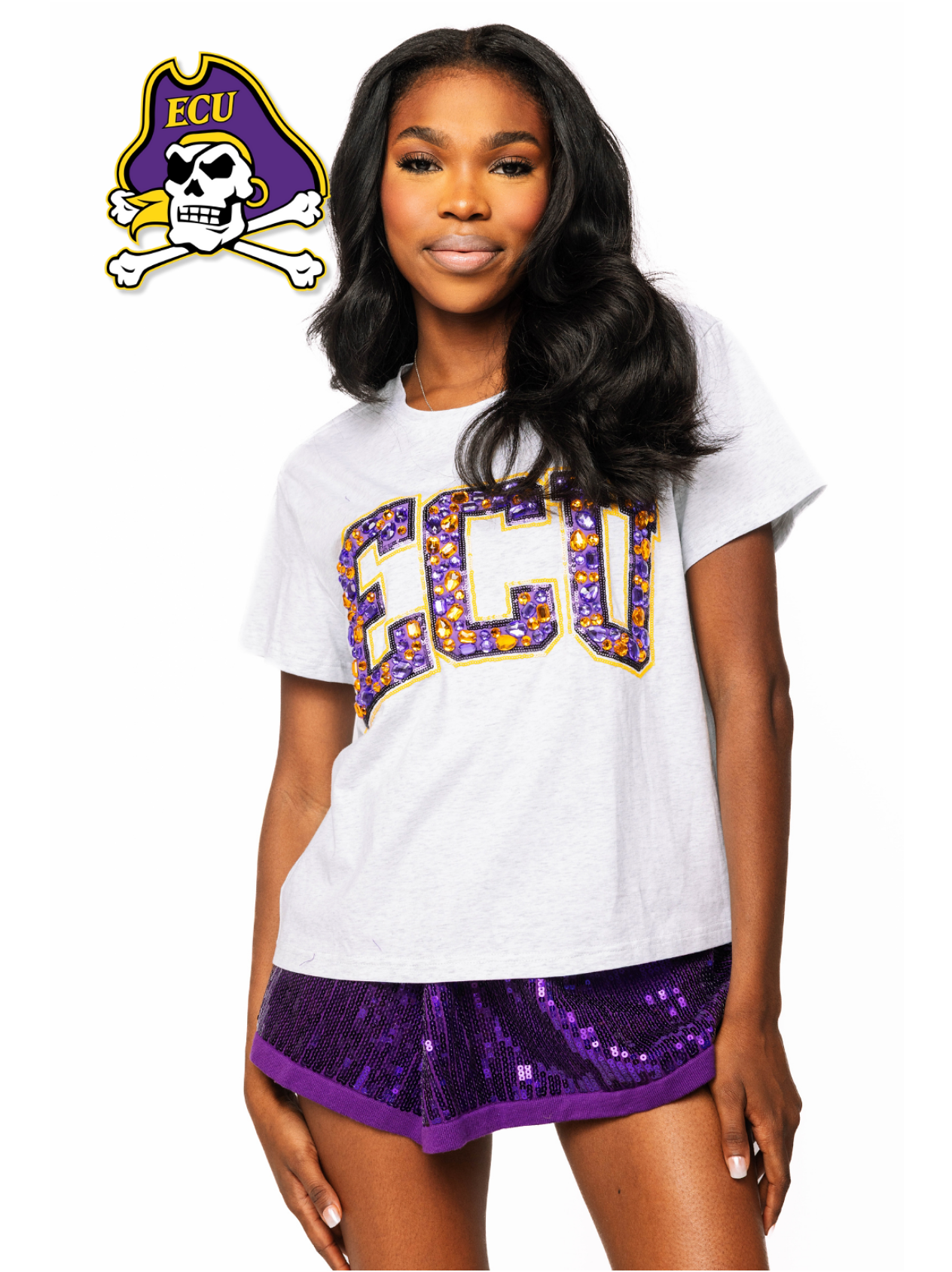 Licensed Sample - ECU Jeweled Letter Tee
