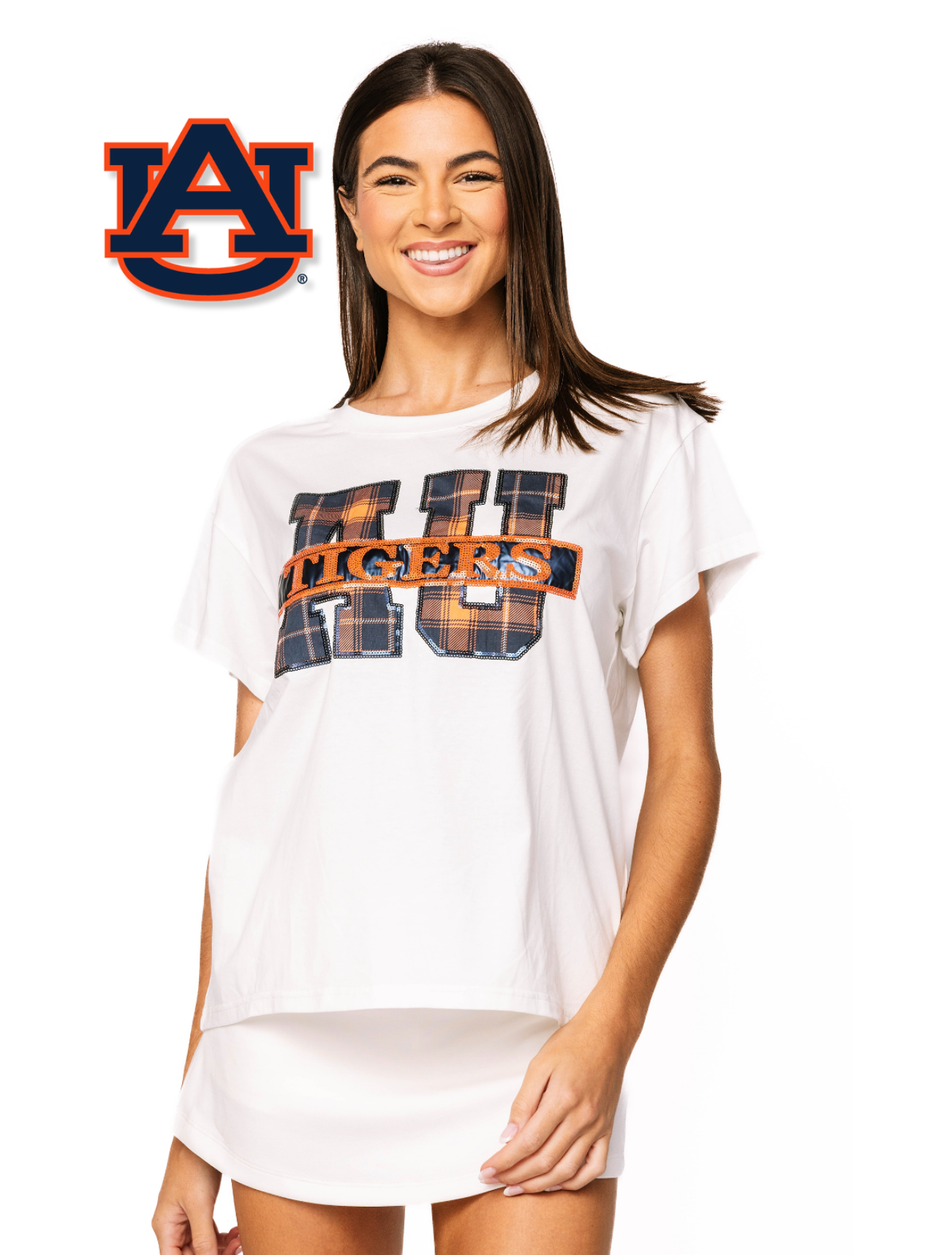 Licensed Sample - Auburn Plaid Letter Tee