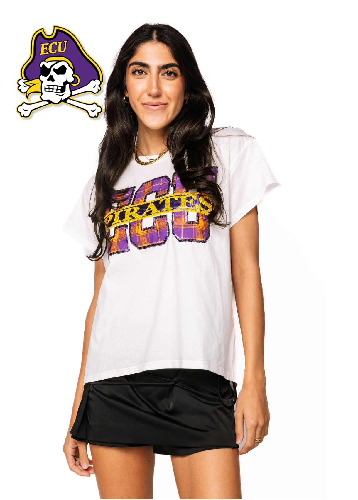 Licensed Sample - ECU Plaid Letter Tee
