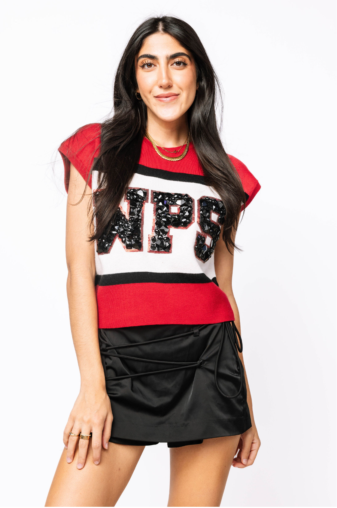 Licensed Sample - Arkansas Colorblock Jewel Letter SS Sweater