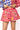 Blue & Red Colorblock USA Food Picnic Cotton Pleat Short