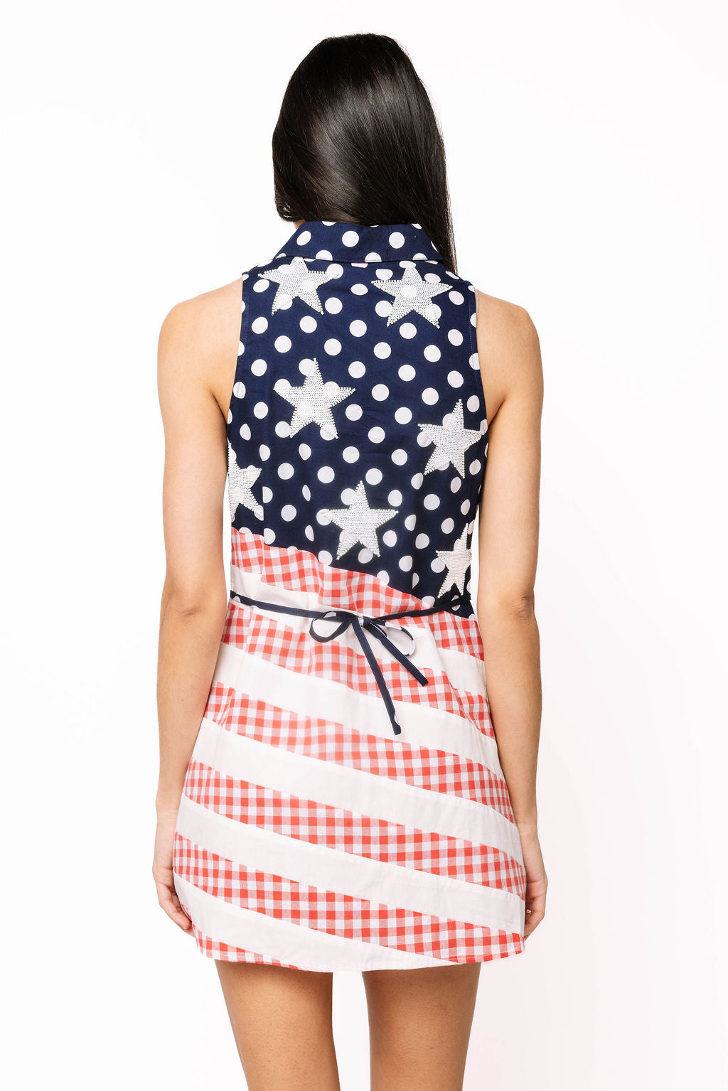 Navy, Red & White Polka Dot and Stripe USA Button Up Tank Dress – Queen of  Sparkles