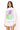 White Colorblock Striped QOS Card Logo Mock Neck Sweatshirt