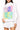 White Colorblock Striped QOS Card Logo Mock Neck Sweatshirt