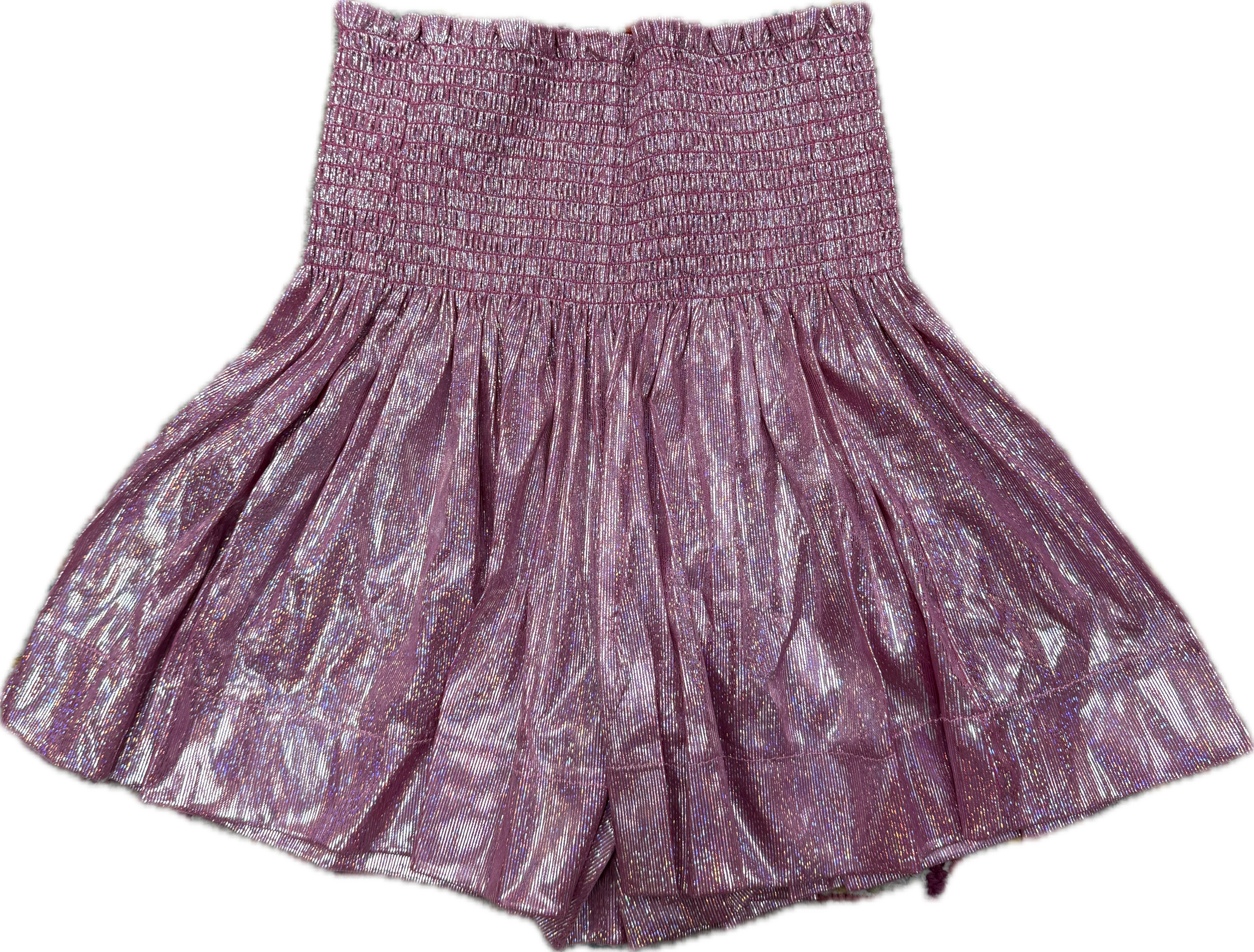 Light Pink & Silver Holo Stripe Swing Short
