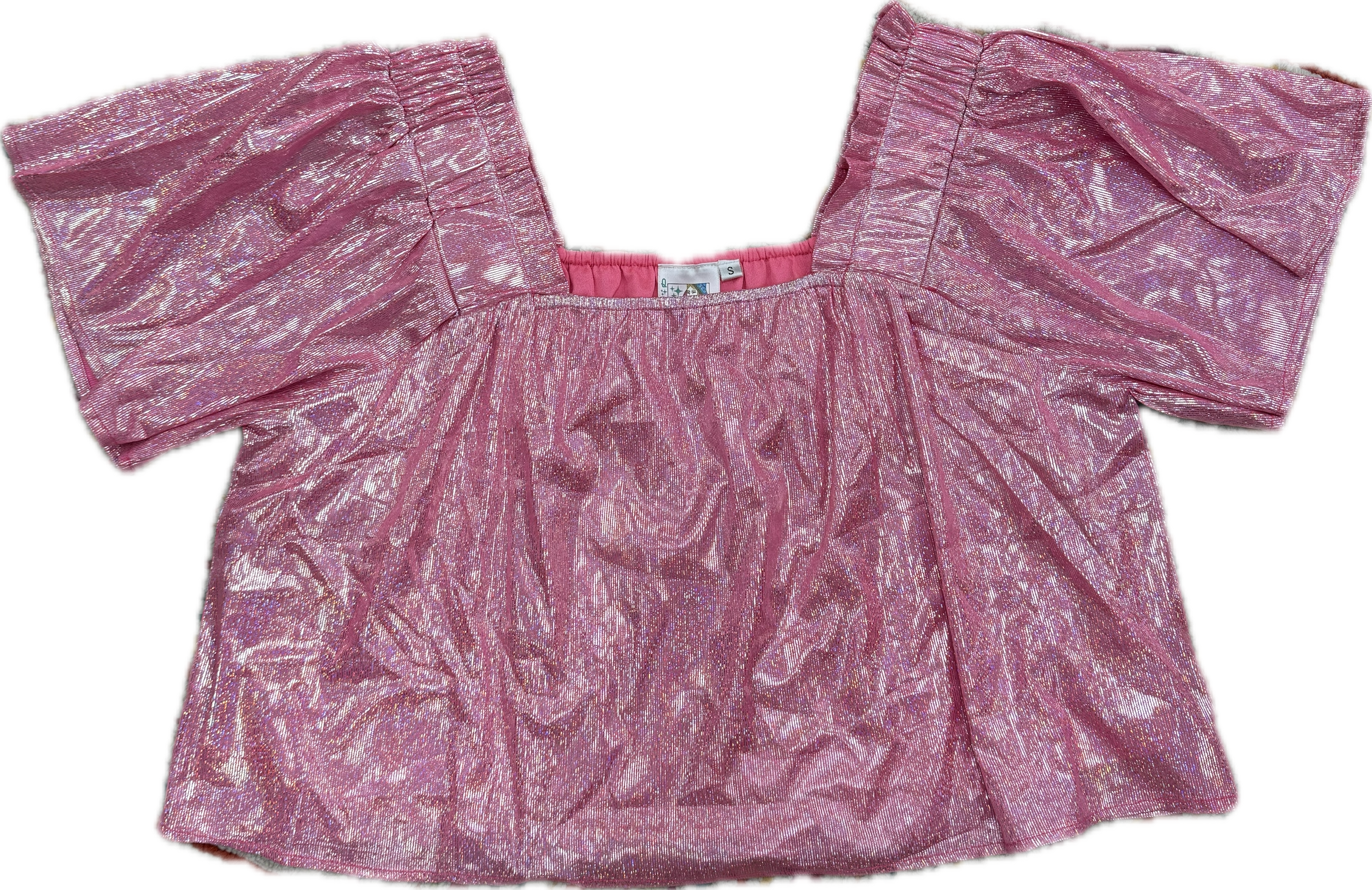 Neon Pink & Silver Holo Stripe Flutter Top