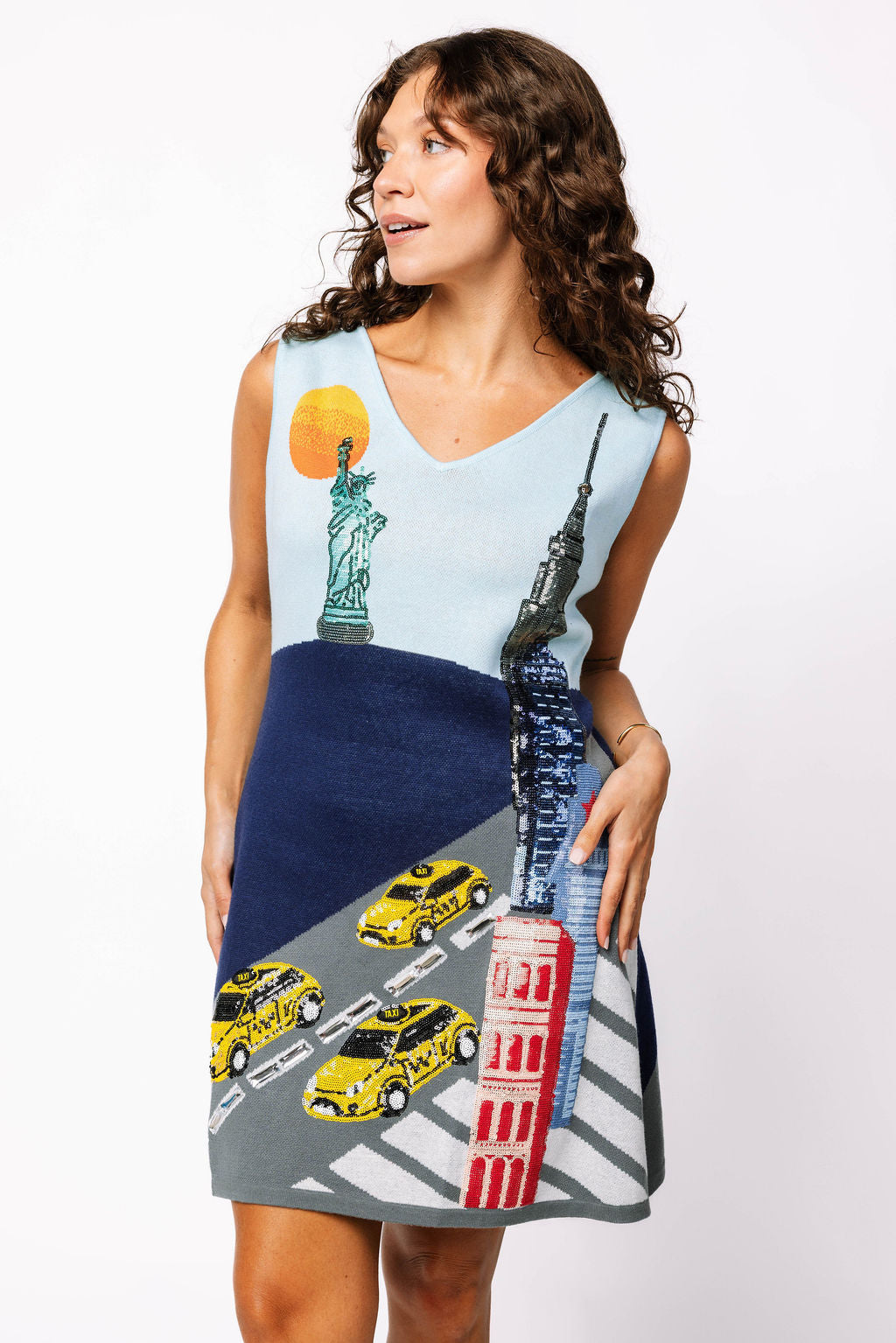 NYC Street Scene Sweater Tank Dress