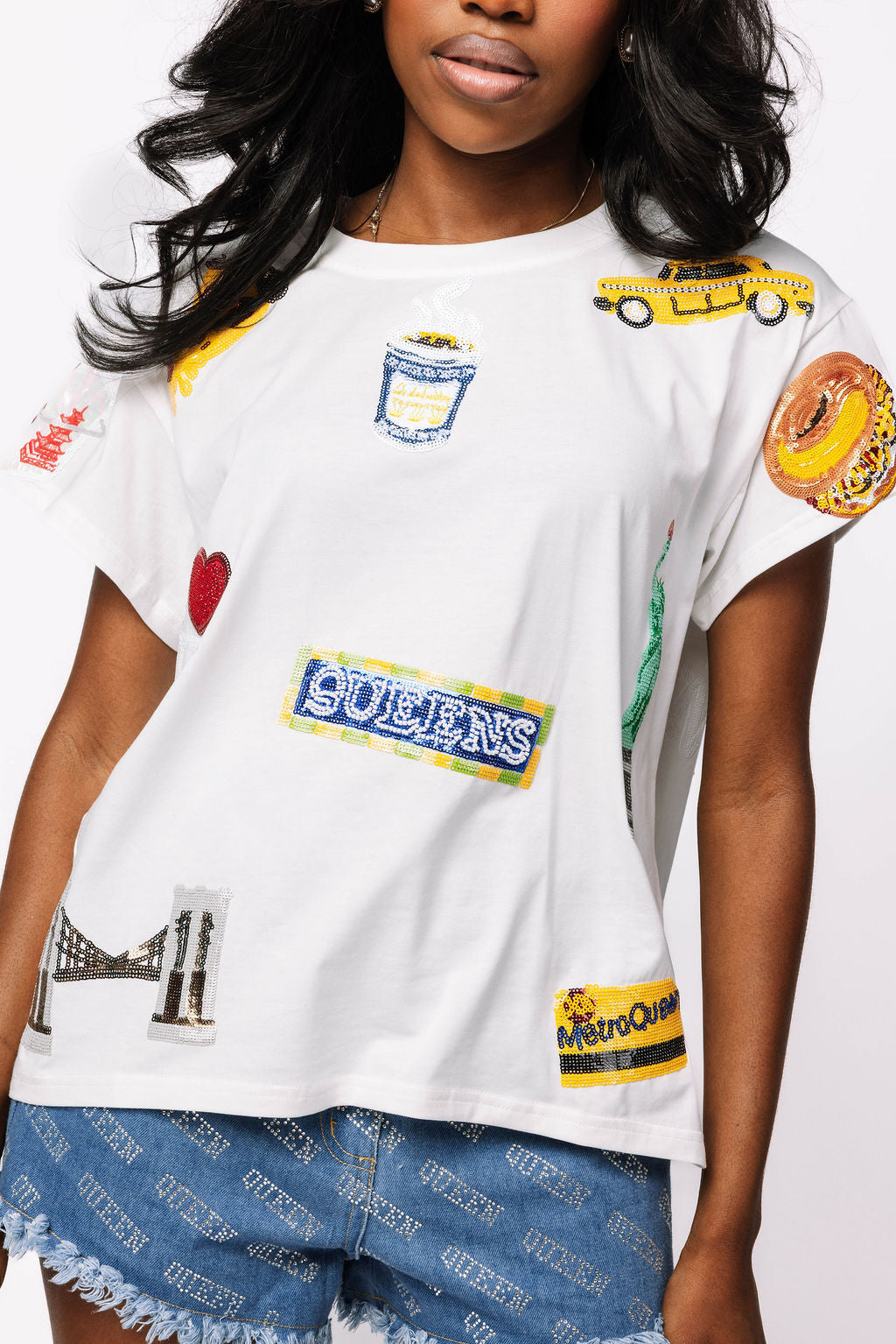 White NYC Scattered Icon Tee