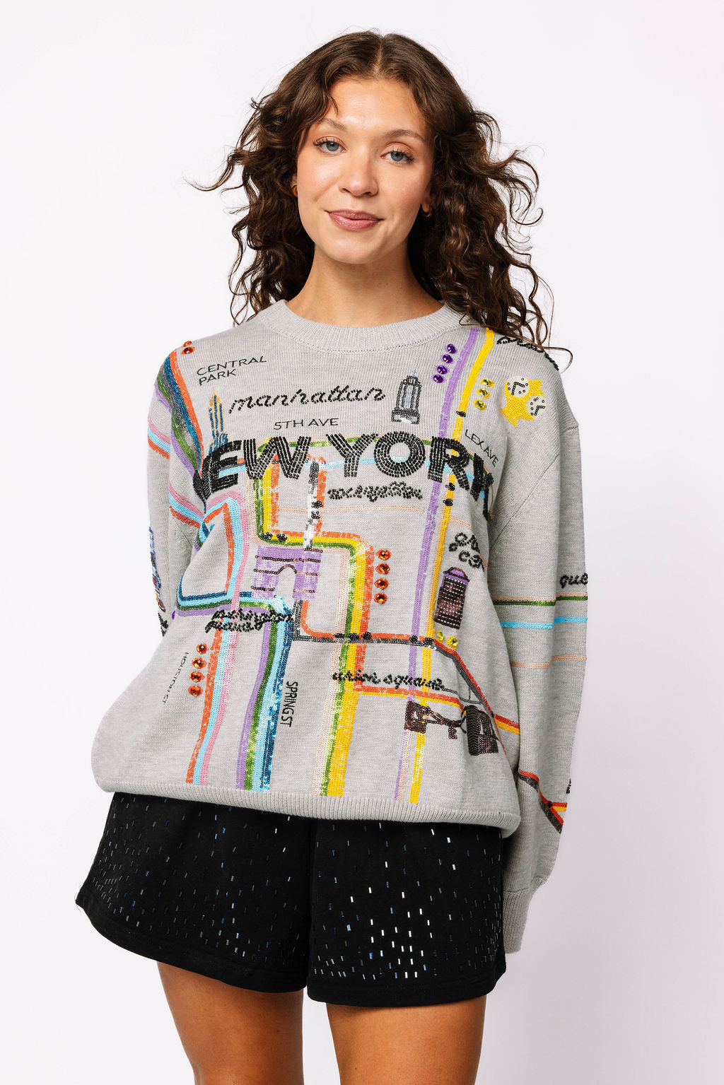 Grey New York City Map Sweater