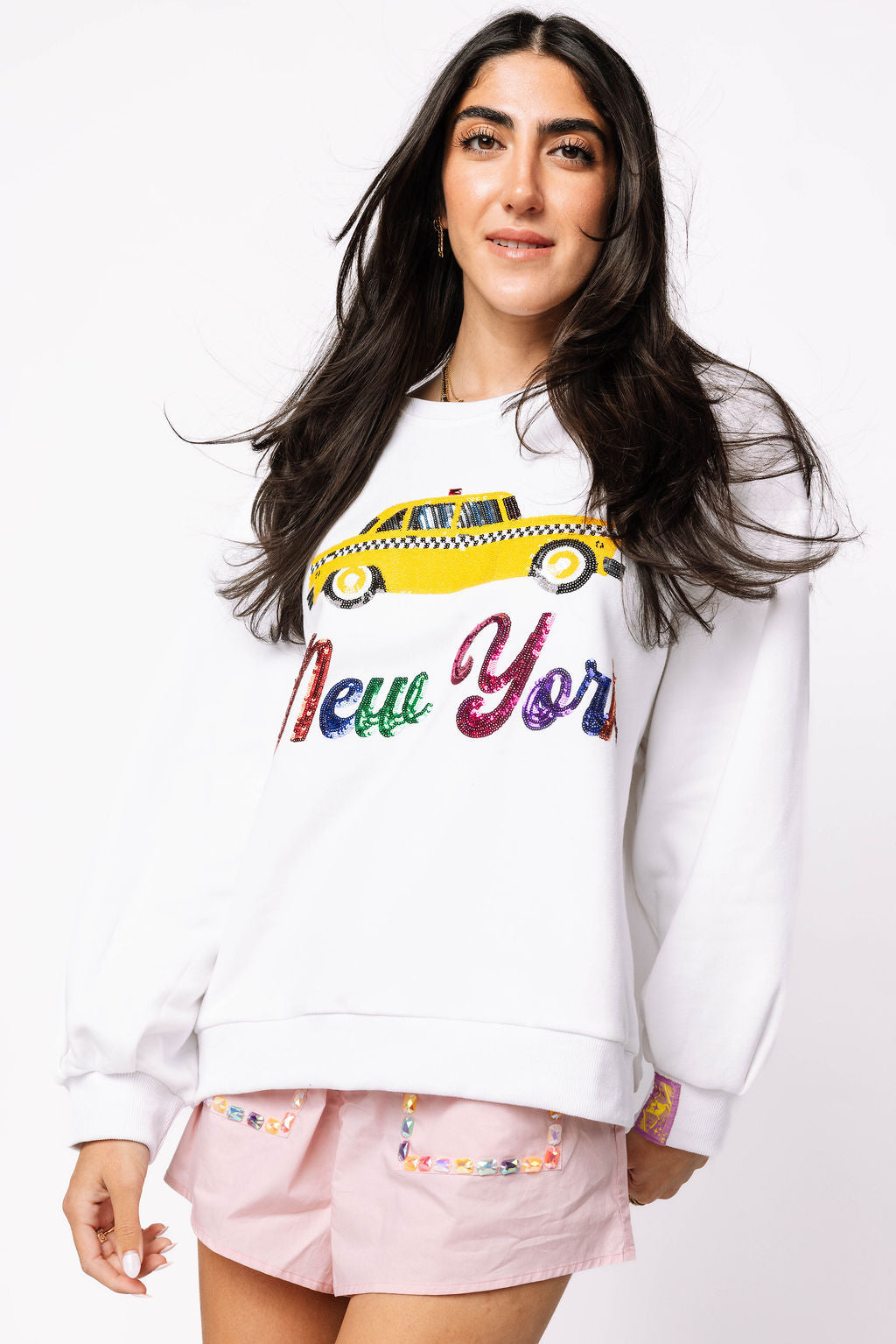 White & Rainbow 'New York' Taxi Cab Sweatshirt