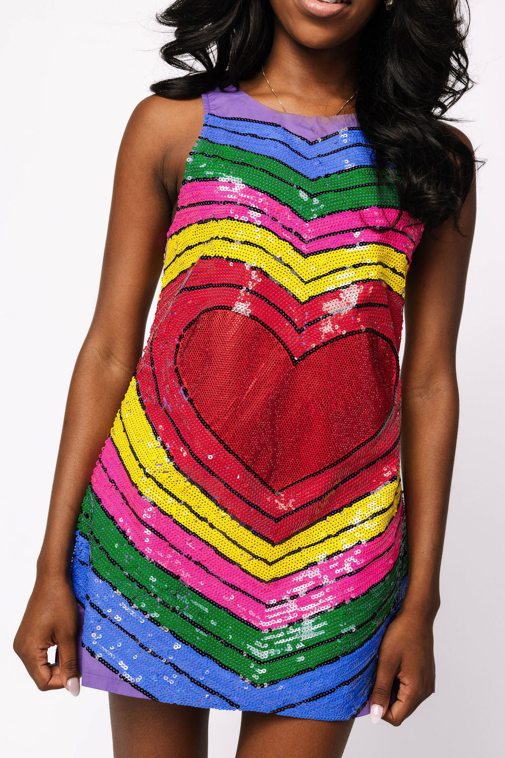 Purple Abstract Heart Cotton Tank Dress
