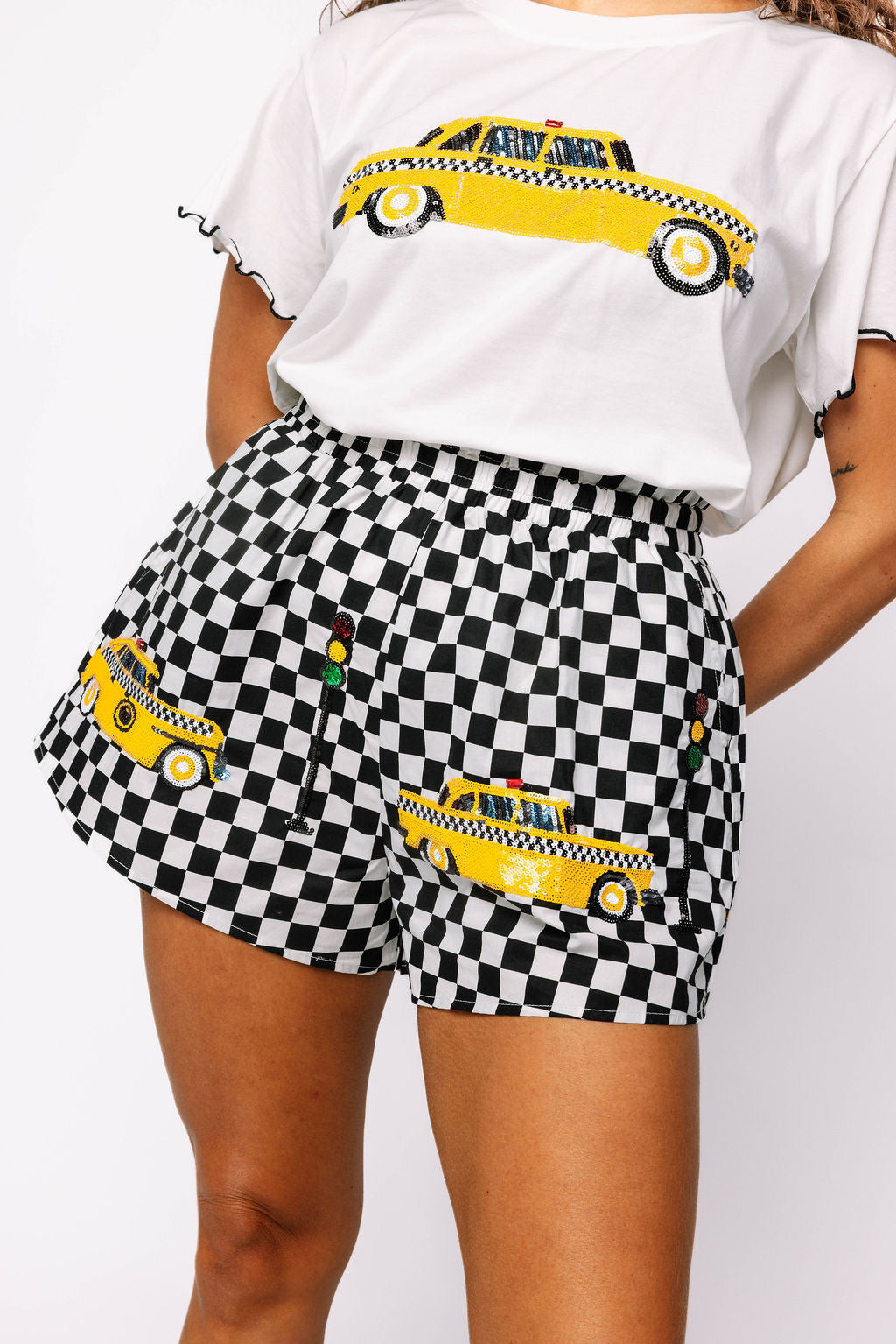 Black & White Checkered Taxi Short