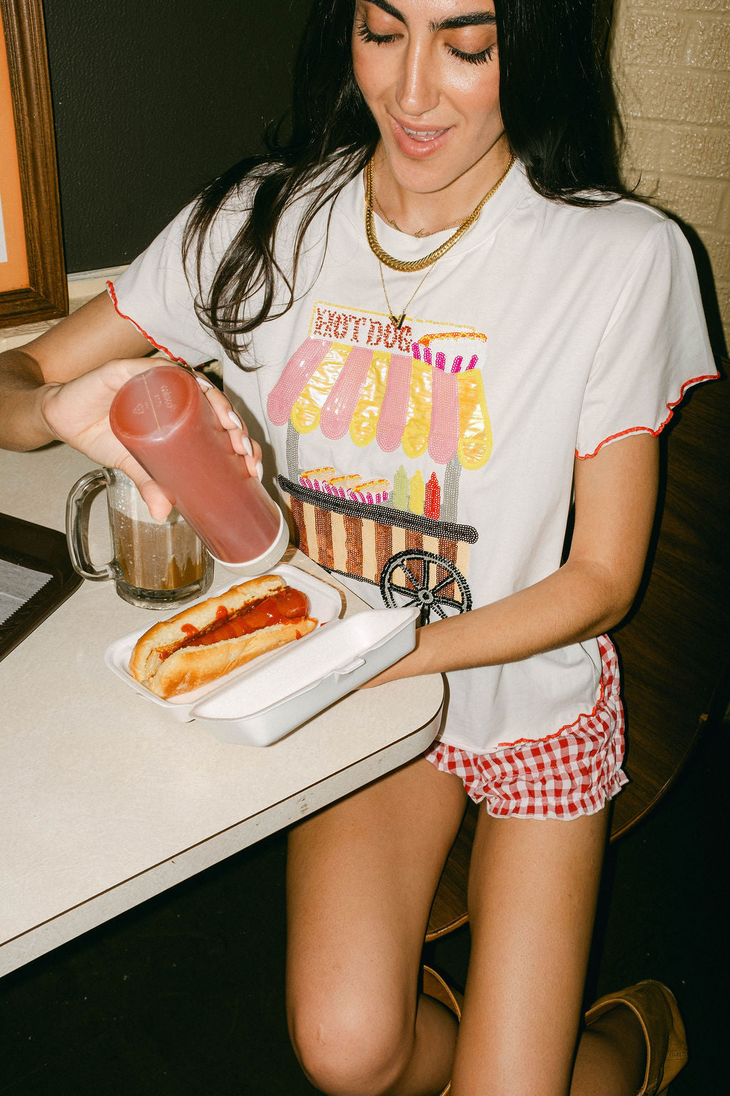 White Frill Hot Dog Stand Tee